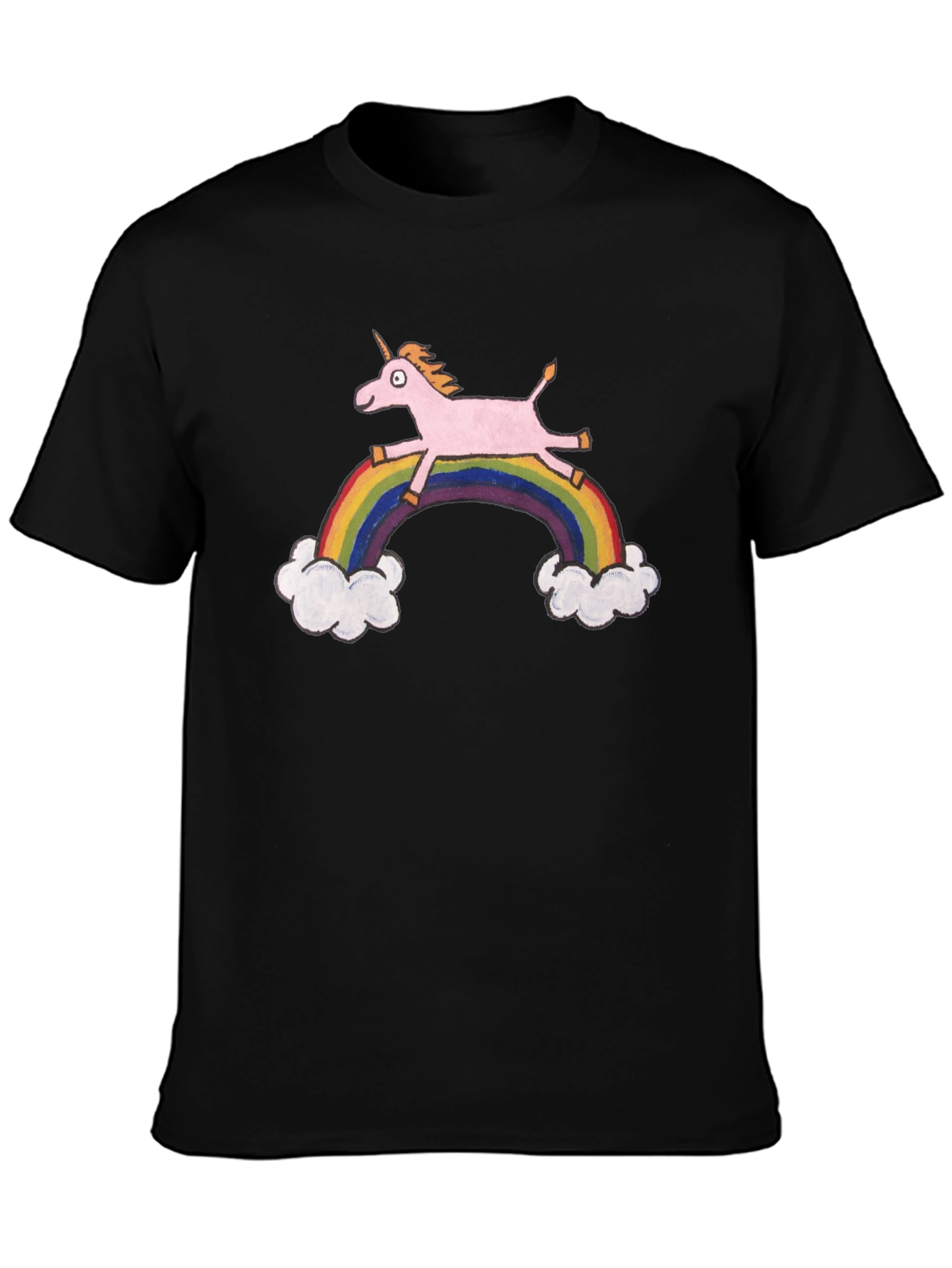 Unicorn Rainbow Graphic Tee - Black T-Shirt