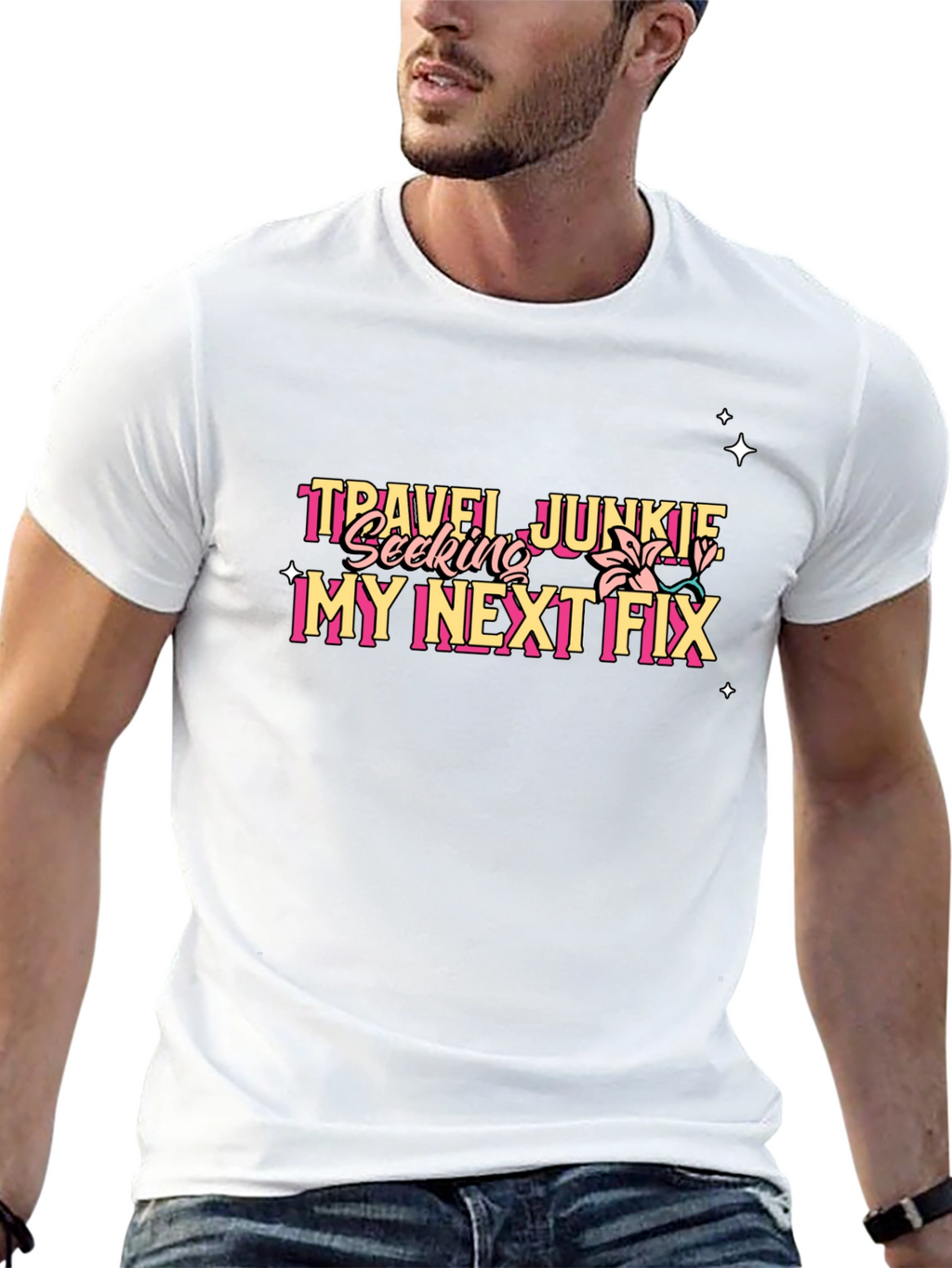 Travel Junkie Graphic Tee - Black Unisex T-Shirt