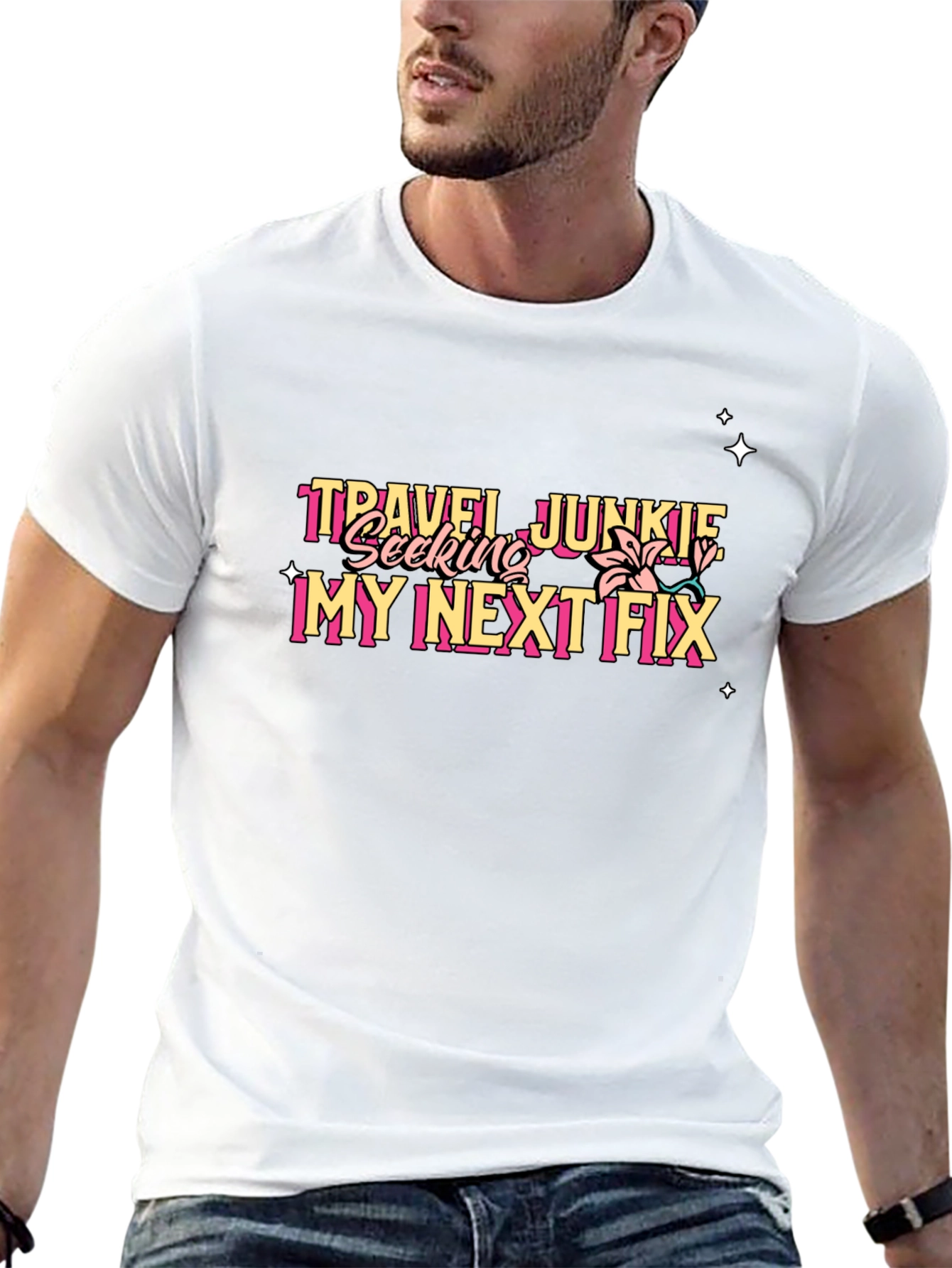 Travel Junkie Graphic Tee - Black Unisex T-Shirt