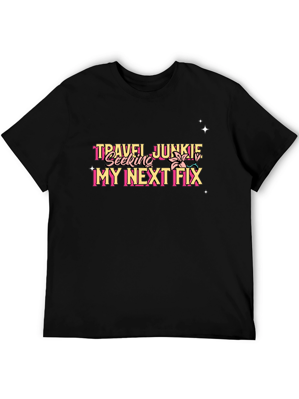 Travel Junkie Graphic Tee - Black Unisex T-Shirt