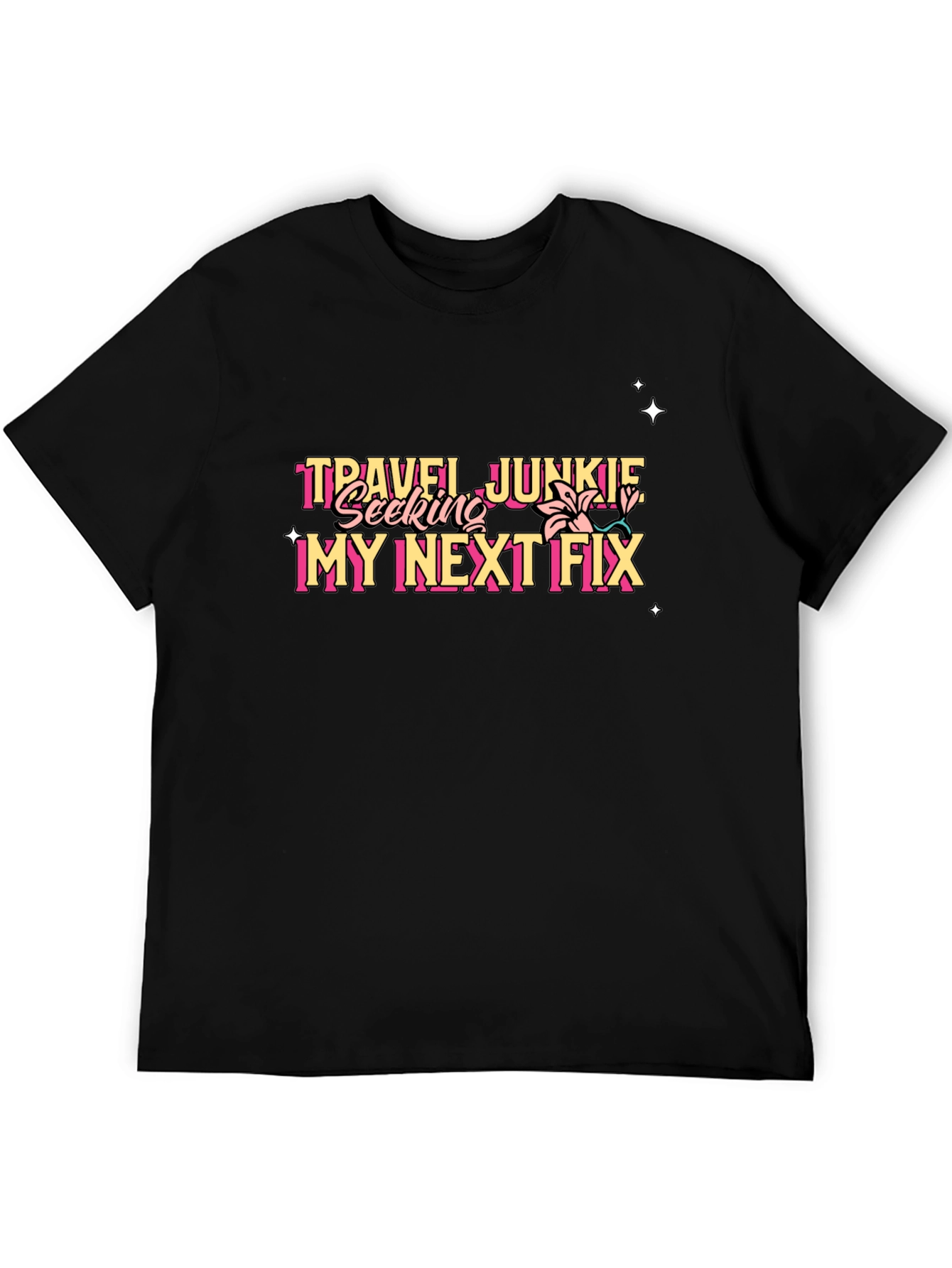 Travel Junkie Graphic Tee - Black Unisex T-Shirt