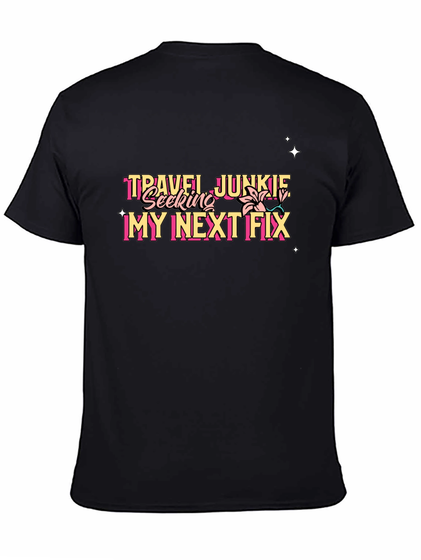 Travel Junkie Graphic Tee - Black Unisex T-Shirt