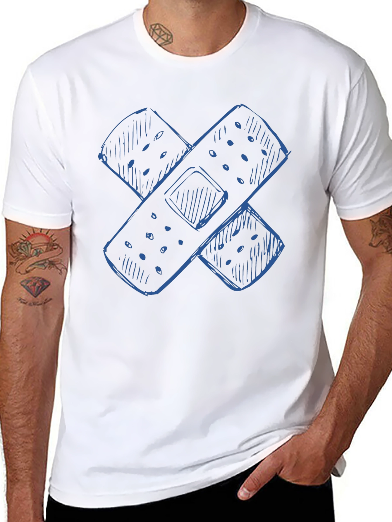 Bandage Sketch Graphic Tee - Casual Comfort