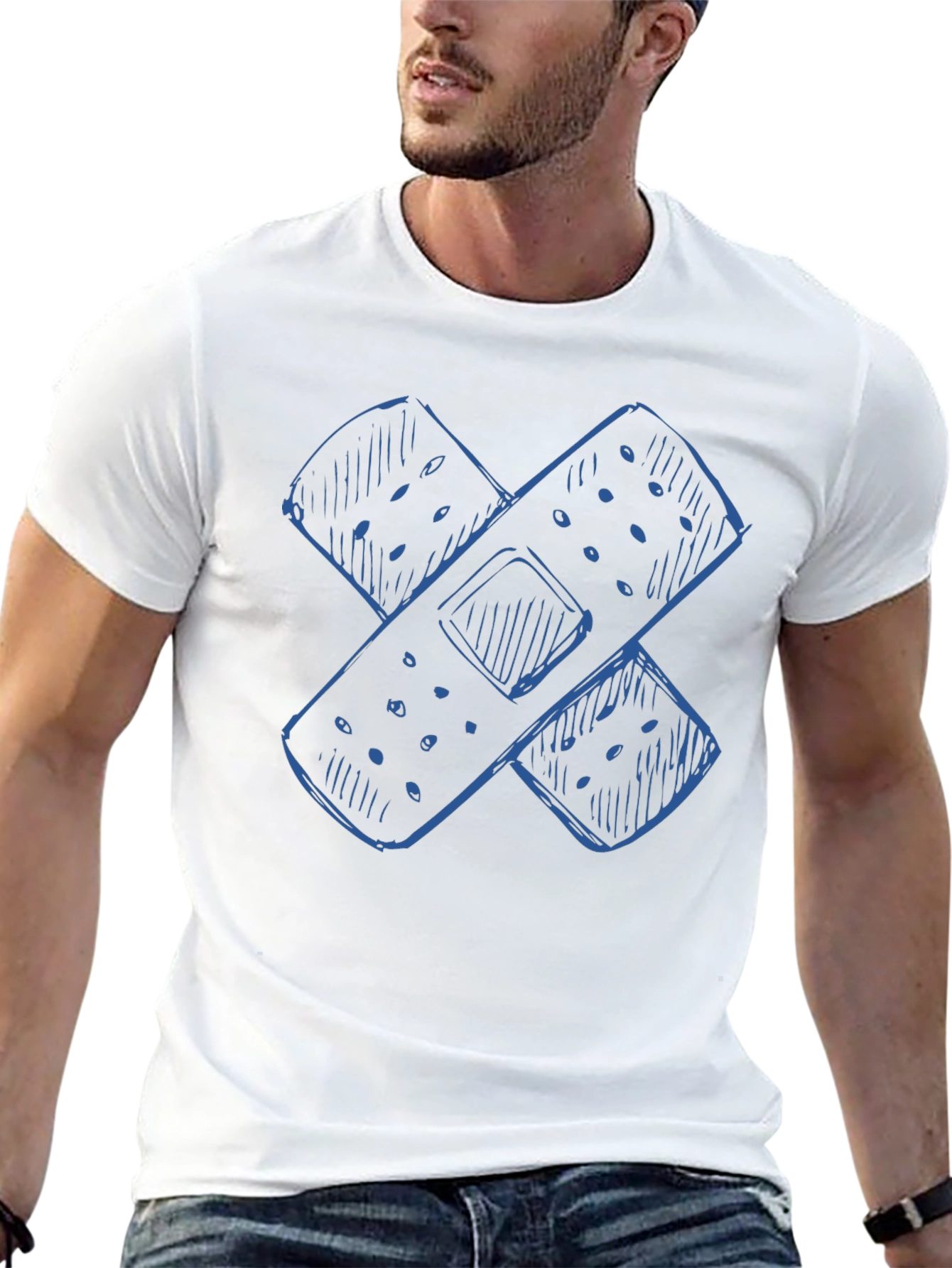 Bandage Sketch Graphic Tee - Casual Comfort