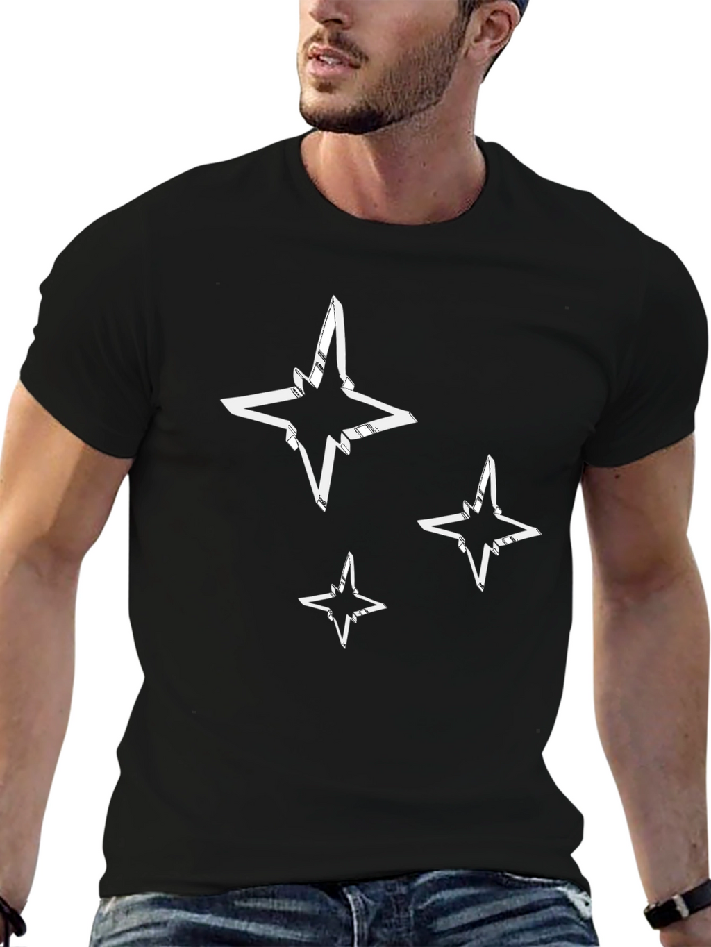 Abstract Star Graphic Tee - Mens Black T-Shirt