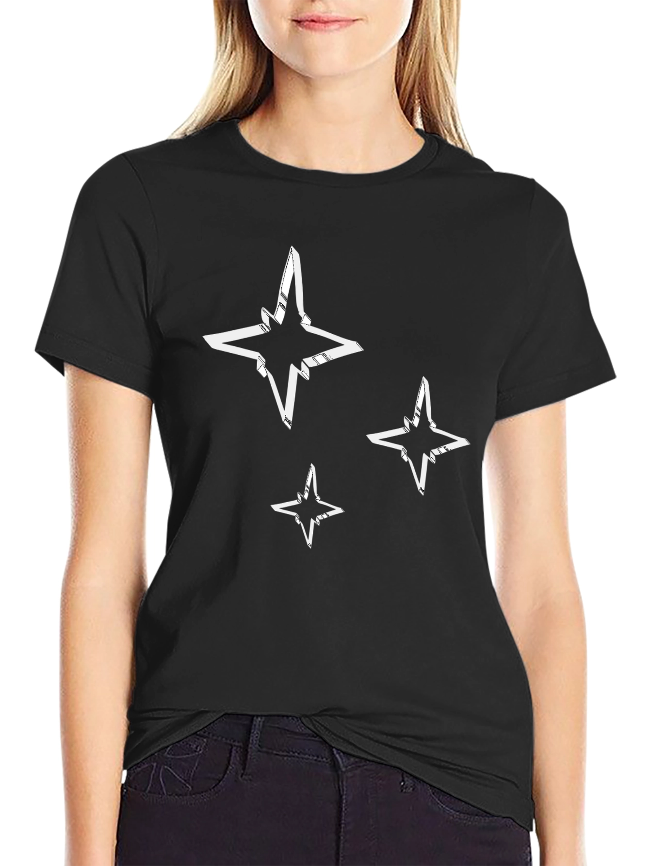 Abstract Star Graphic Tee - Mens Black T-Shirt