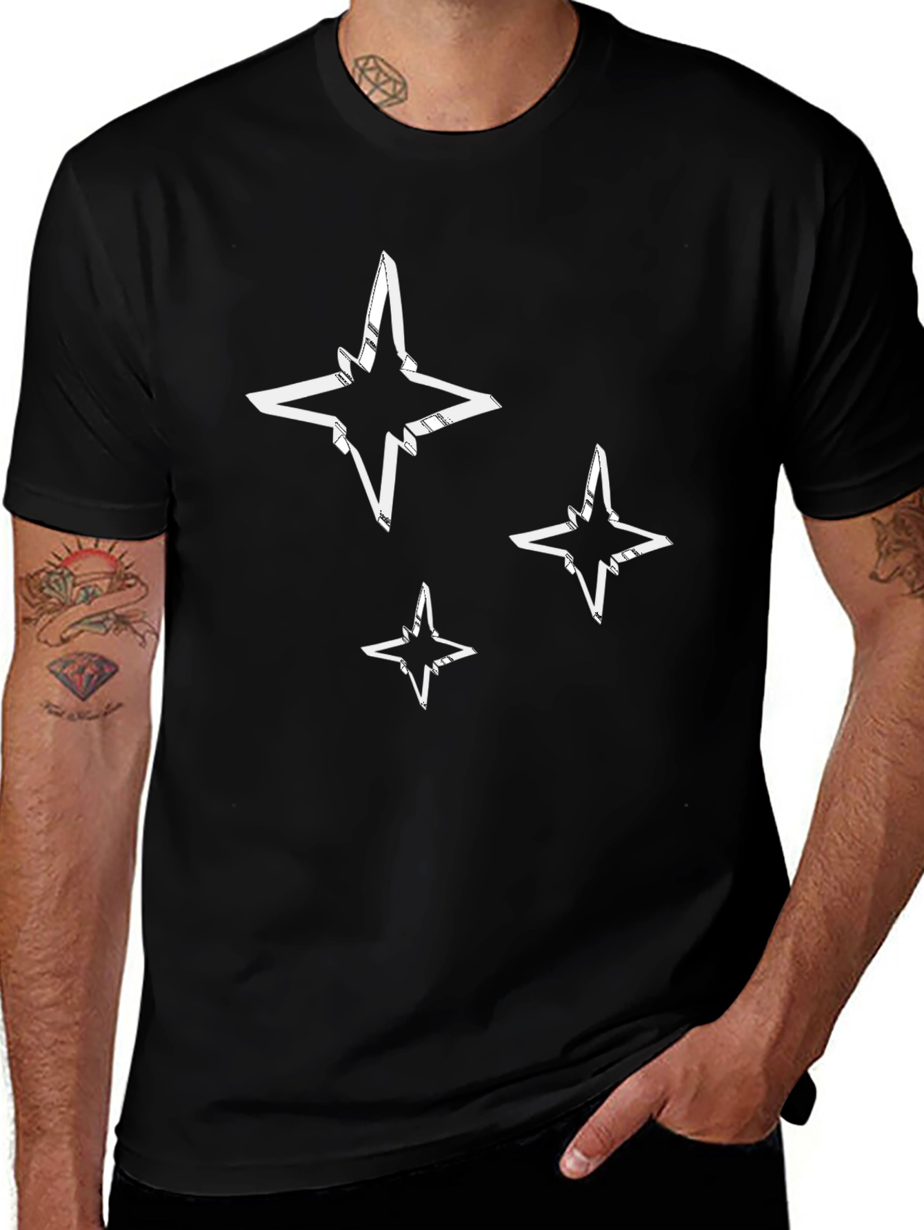 Abstract Star Graphic Tee - Mens Black T-Shirt