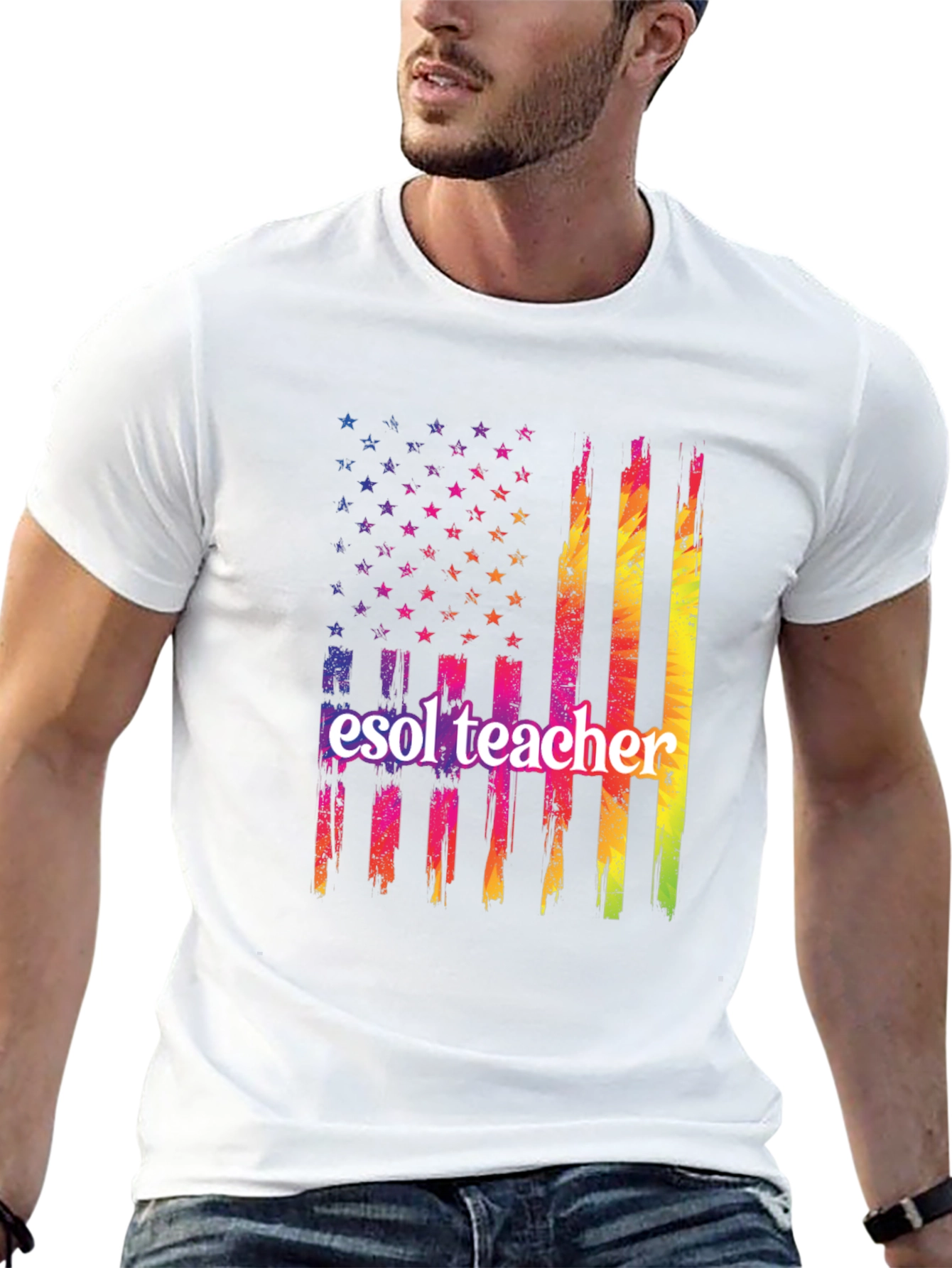 ESOL Teacher Patriotic Flag T-Shirt