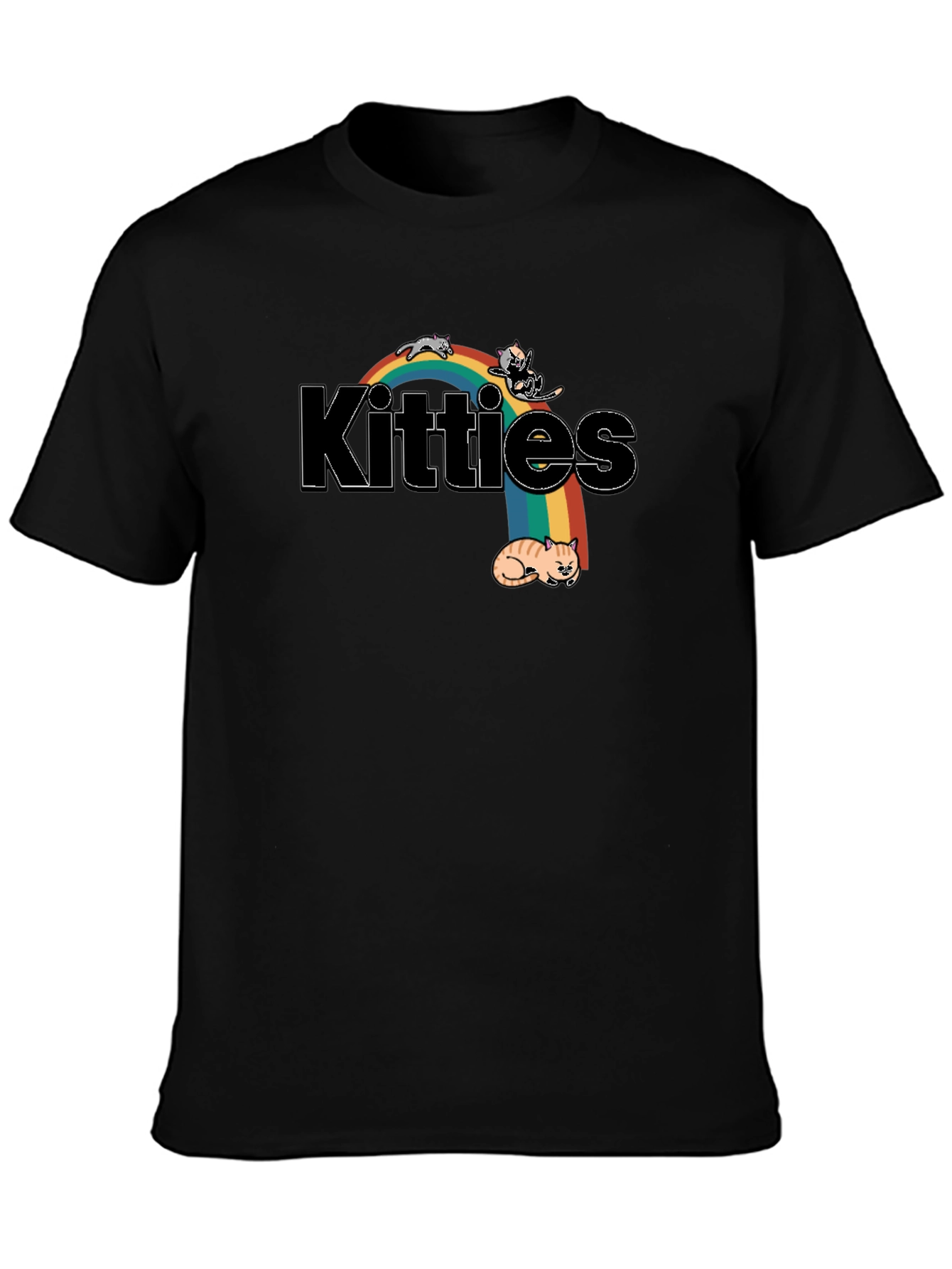 Kitties Rainbow Graphic T-Shirt - Cute Cat Lover Tee