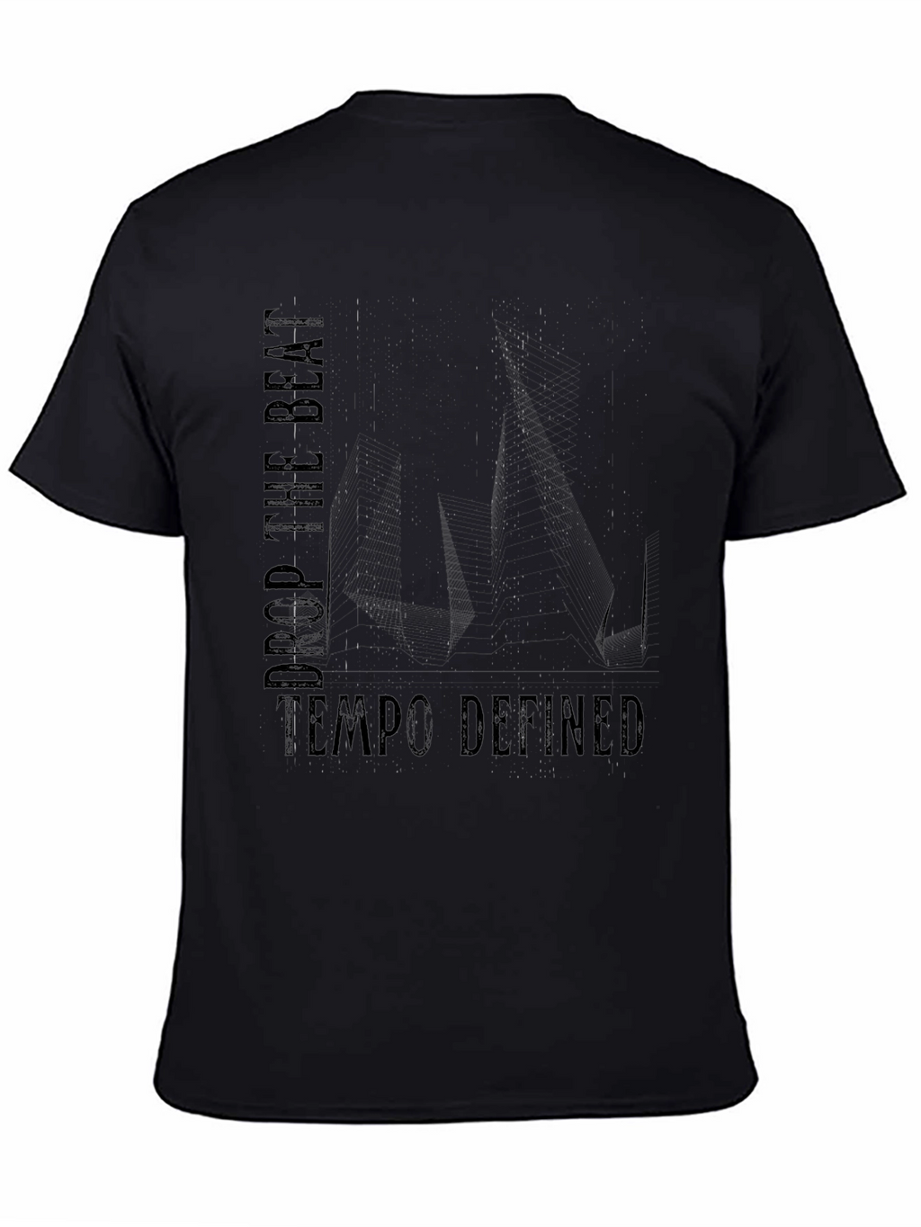 Drop the Beat Tempo Defined Black Graphic T-Shirt