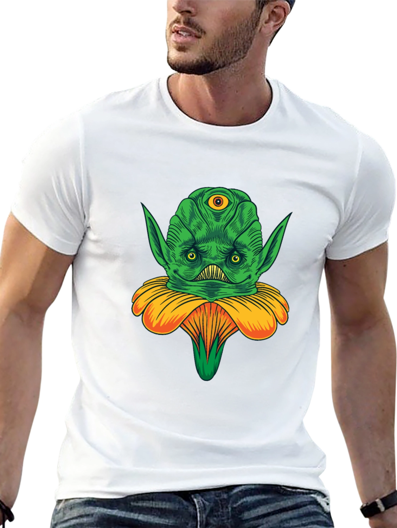 Alien Flower Graphic Tee - Unique Design
