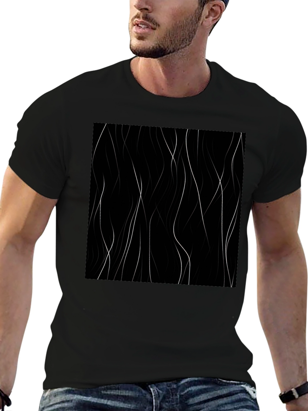 Abstract Lines Black T-Shirt