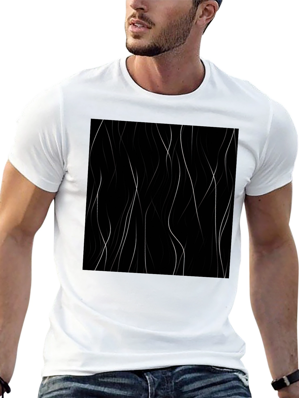 Abstract Lines Black T-Shirt