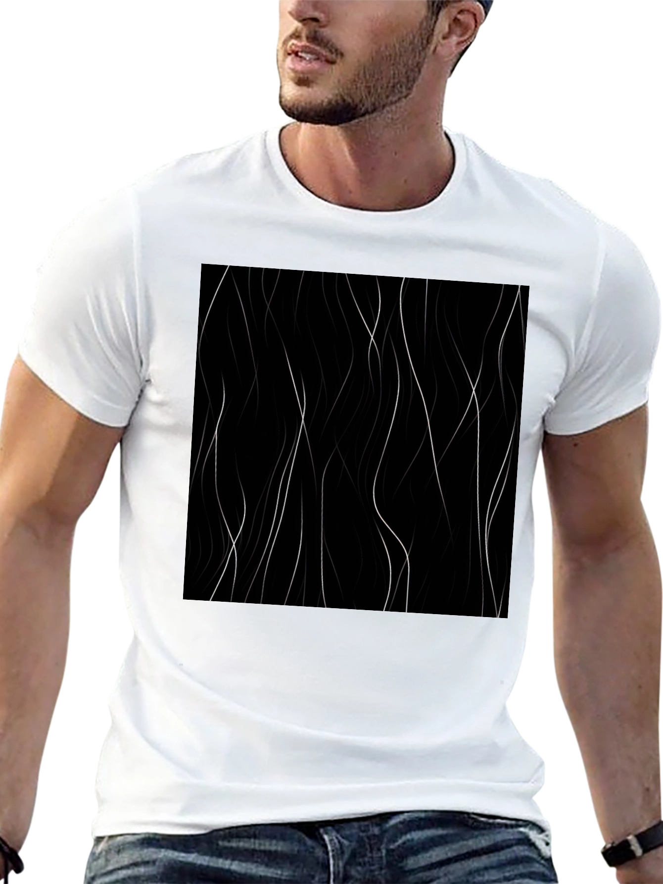 Abstract Lines Black T-Shirt