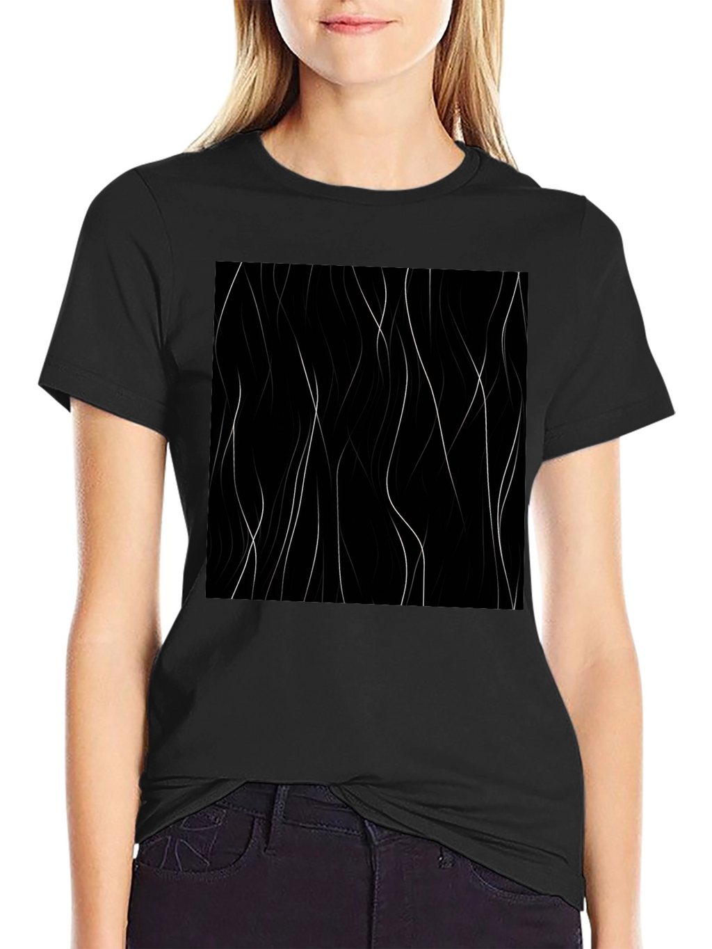 Abstract Lines Black T-Shirt