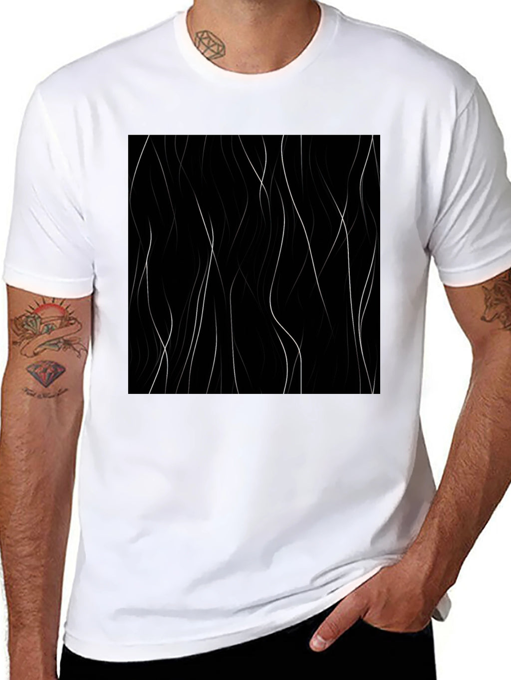 Abstract Lines Black T-Shirt