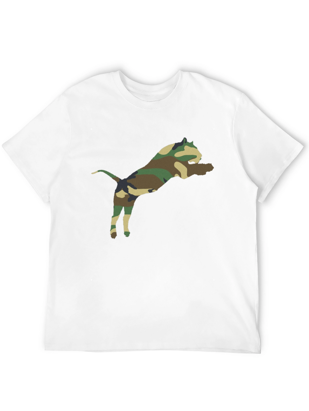Camouflage Pitbull Graphic Tee - Black Cotton Shirt