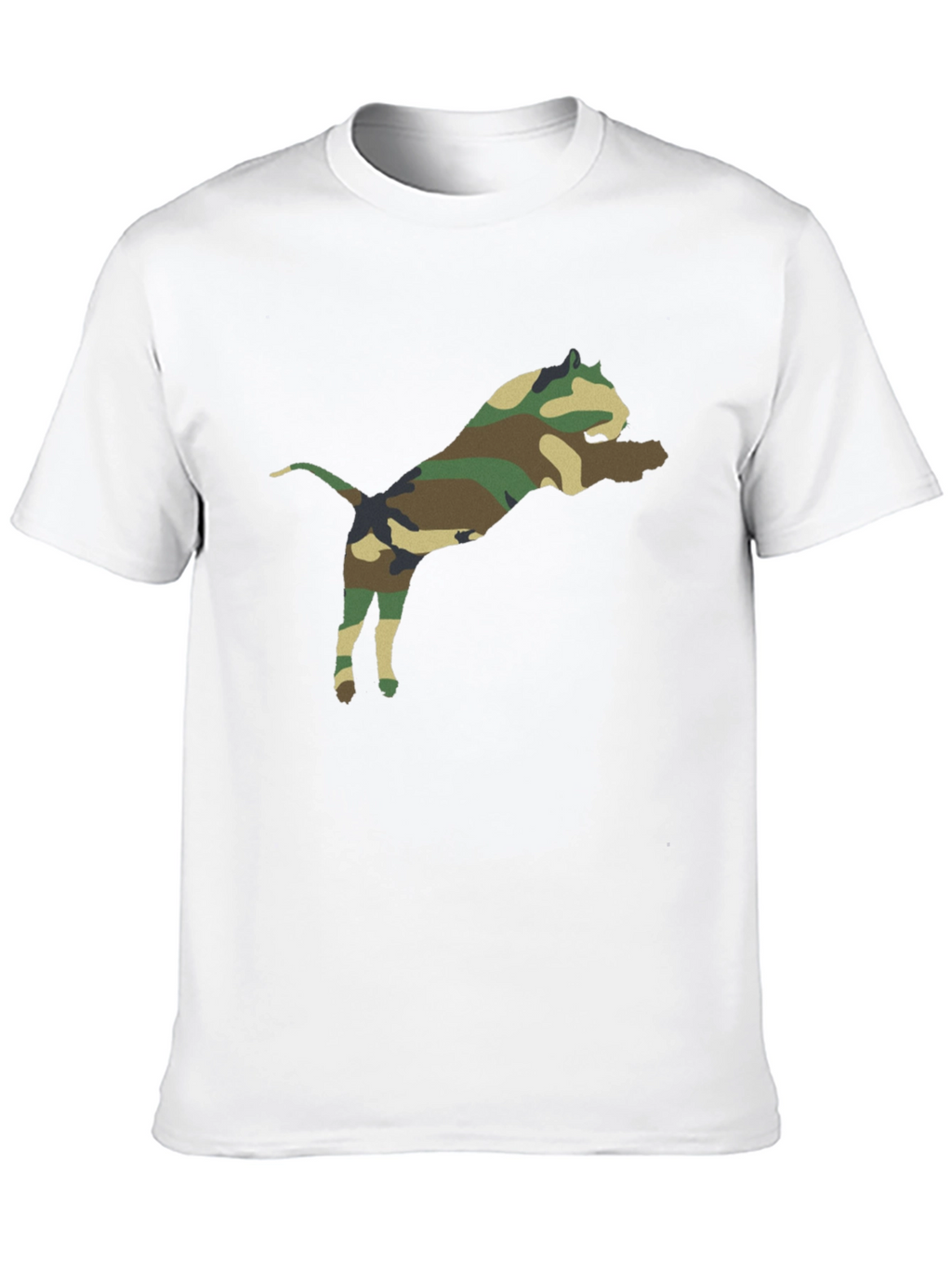Camouflage Pitbull Graphic Tee - Black Cotton Shirt