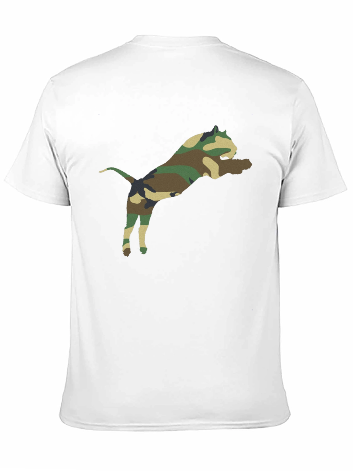 Camouflage Pitbull Graphic Tee - Black Cotton Shirt