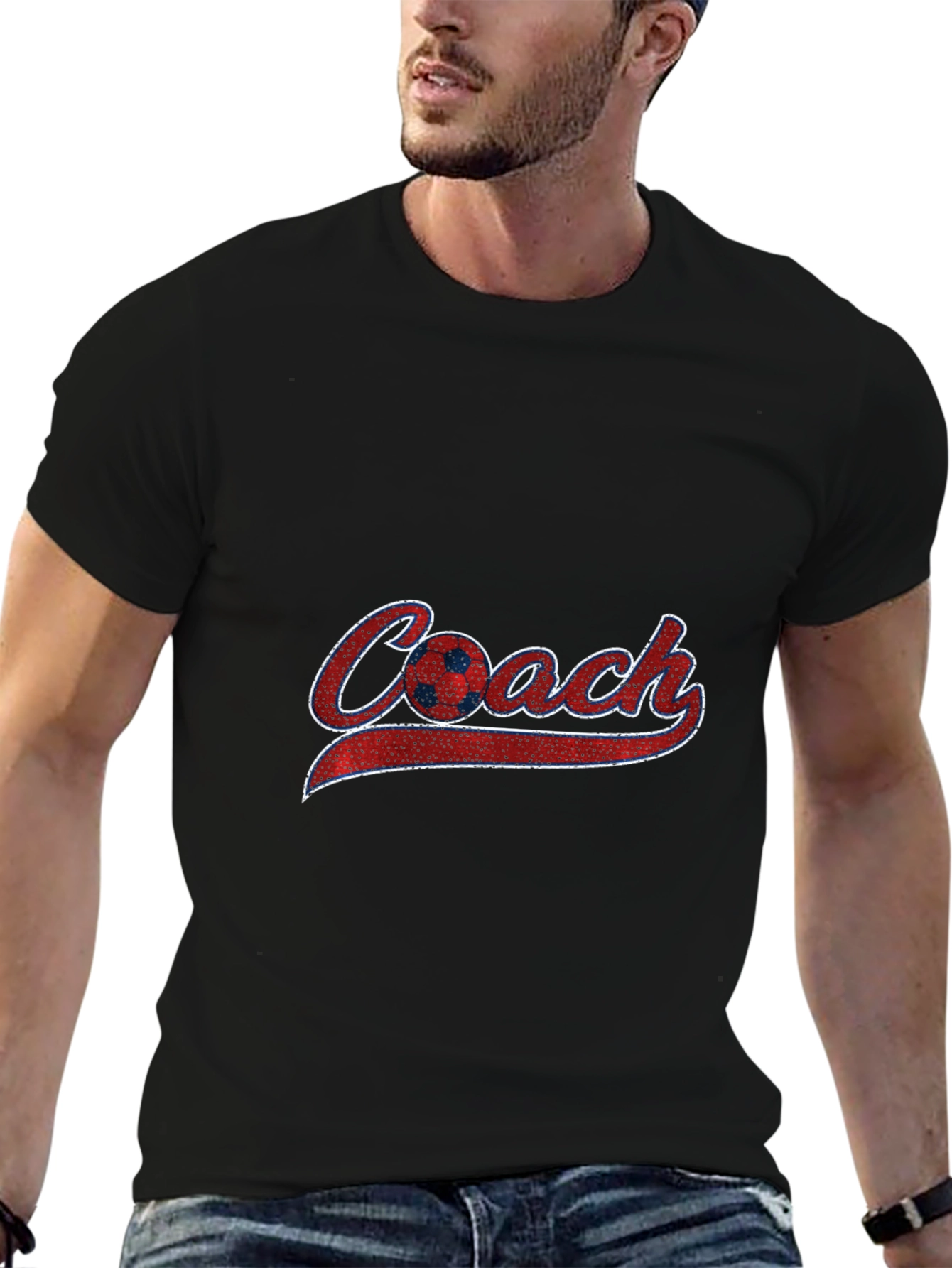 Soccer Coach Graphic Tee - Black Cotton T-Shirt