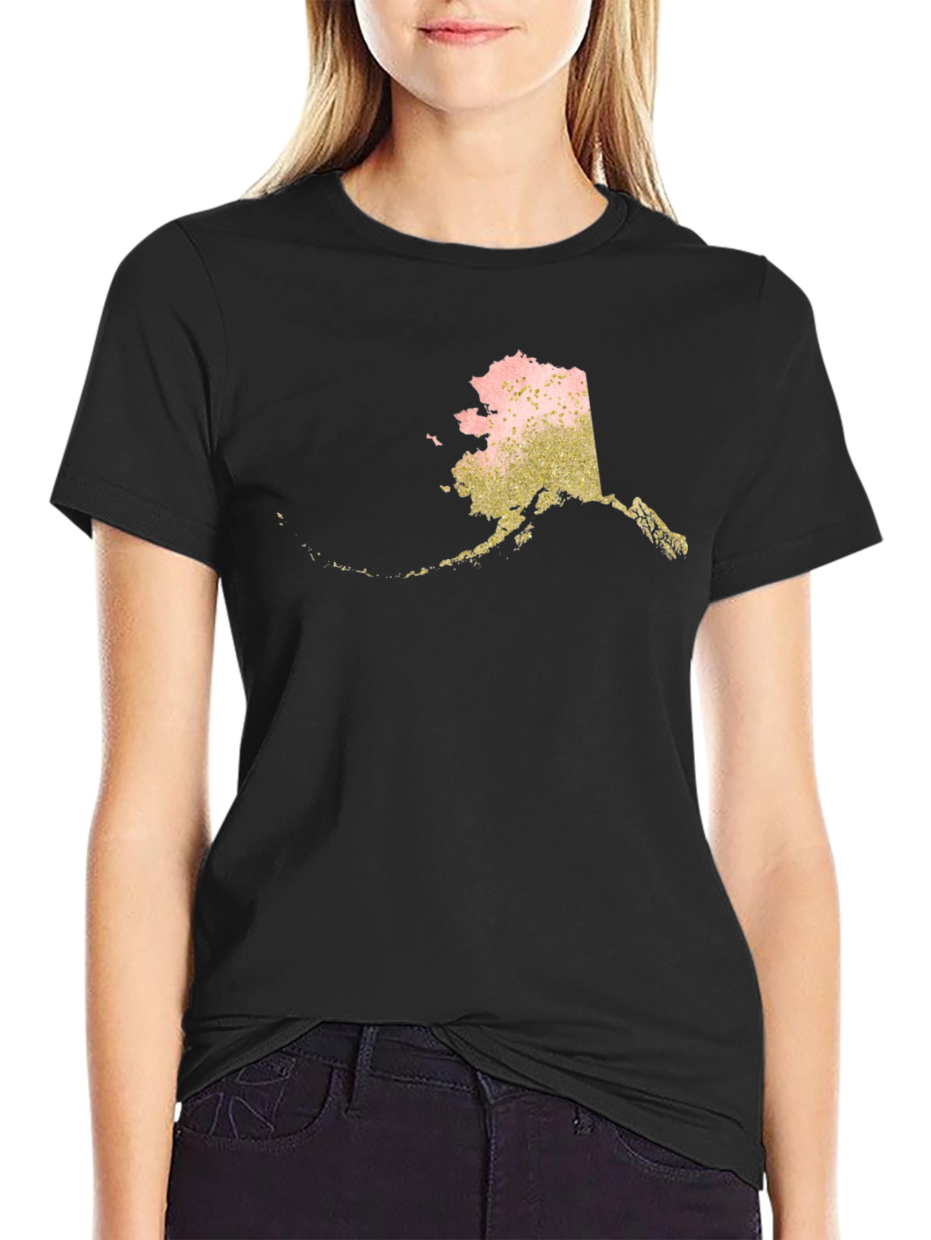 Alaska State Graphic Print Tee - Black