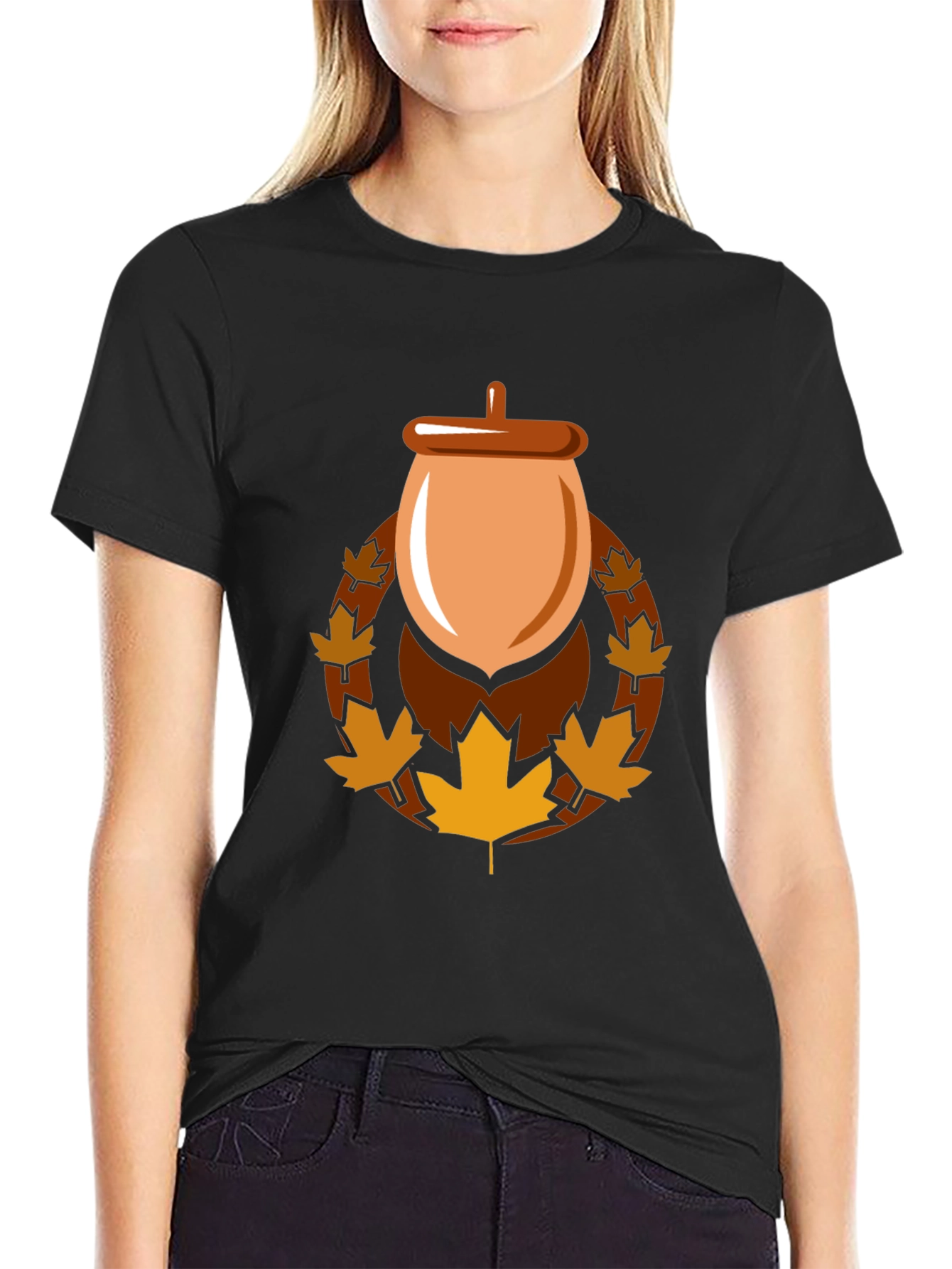 Acorn & Maple Leaf Black Graphic Tee