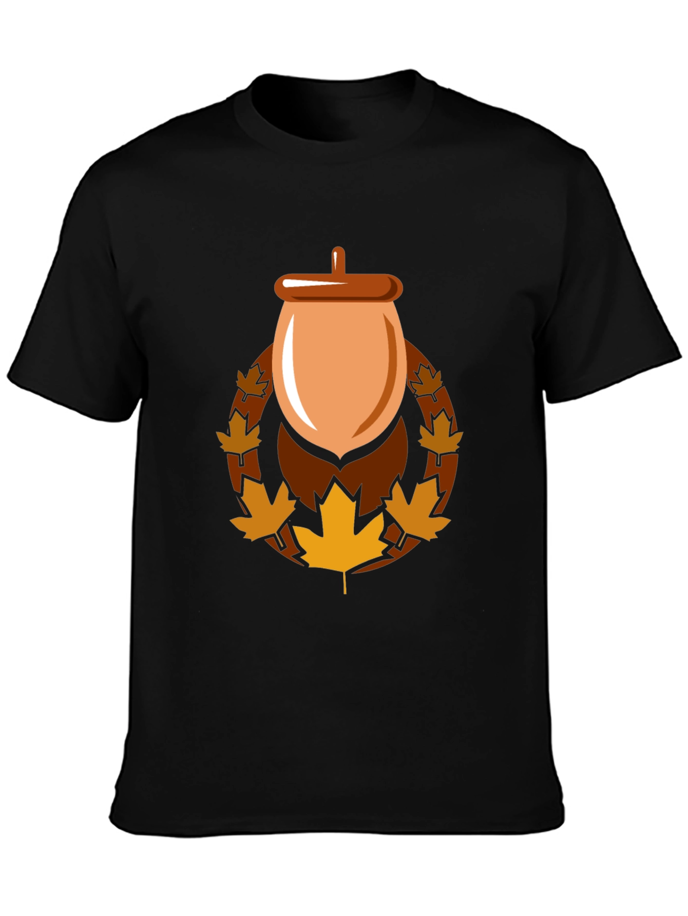 Acorn & Maple Leaf Black Graphic Tee