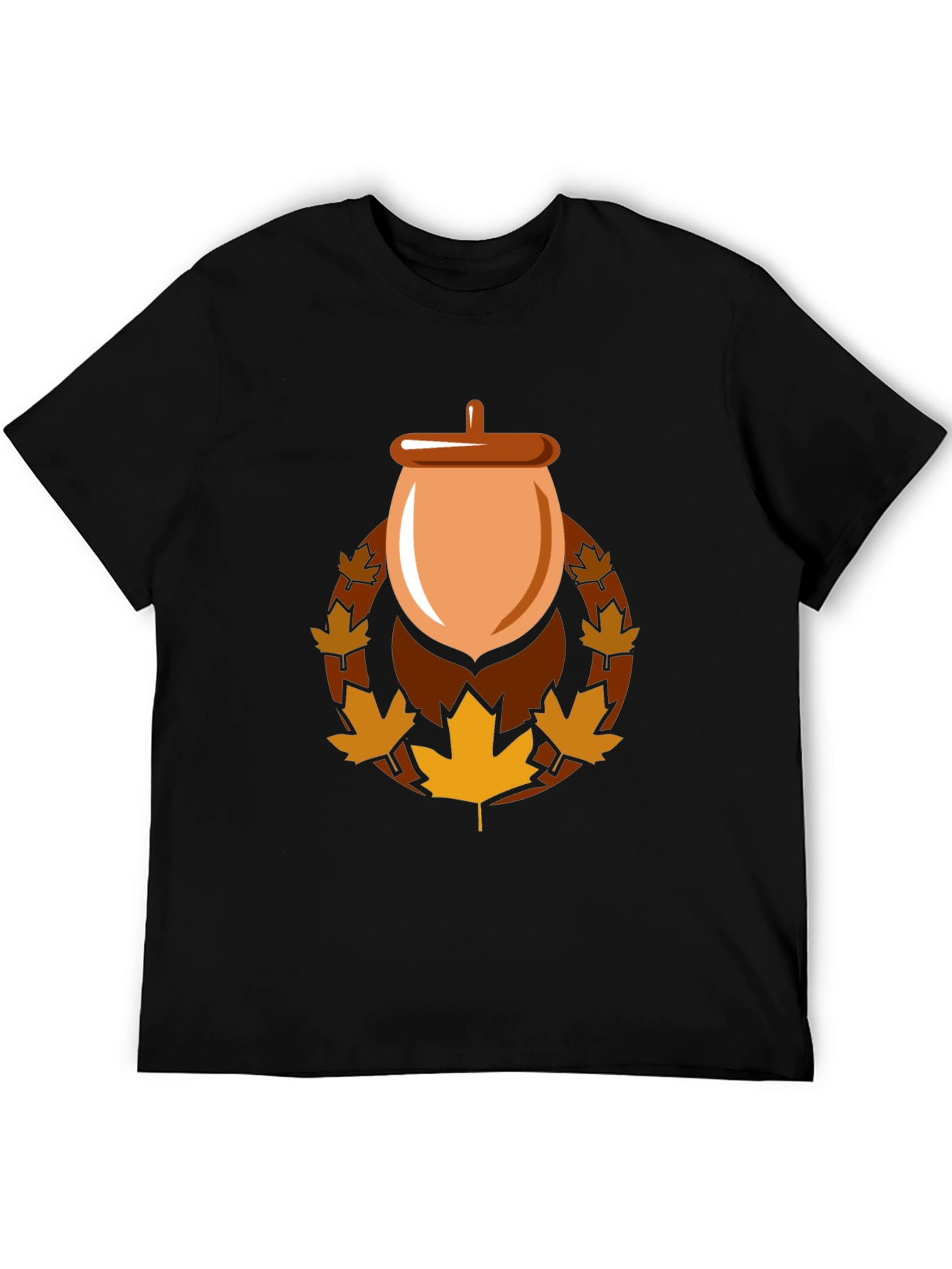 Acorn & Maple Leaf Black Graphic Tee