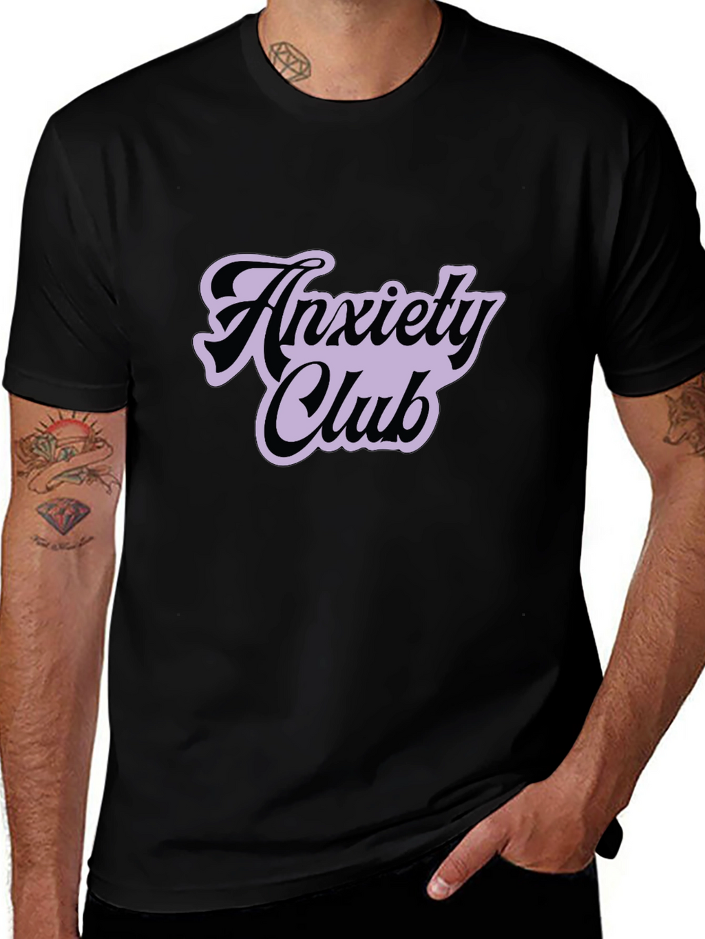 Anxiety Club Graphic Tee - Black Casual T-Shirt