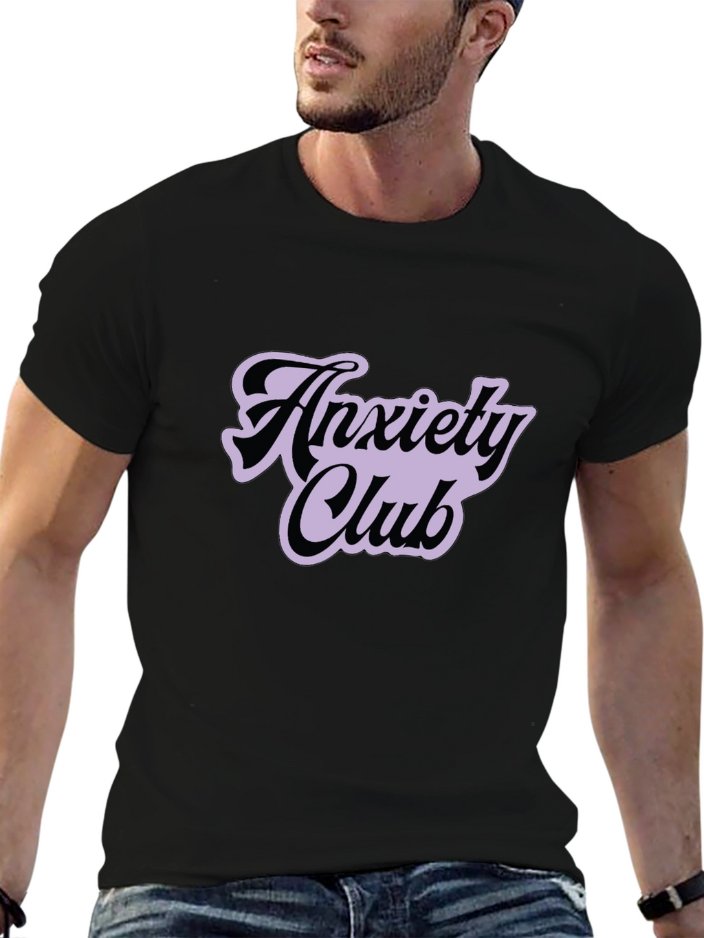 Anxiety Club Graphic Tee - Black Casual T-Shirt