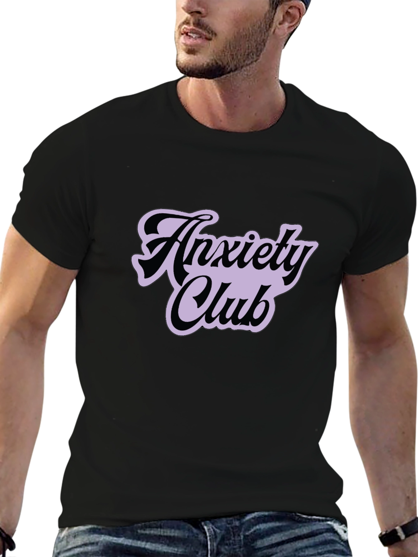 Anxiety Club Graphic Tee - Black Casual T-Shirt
