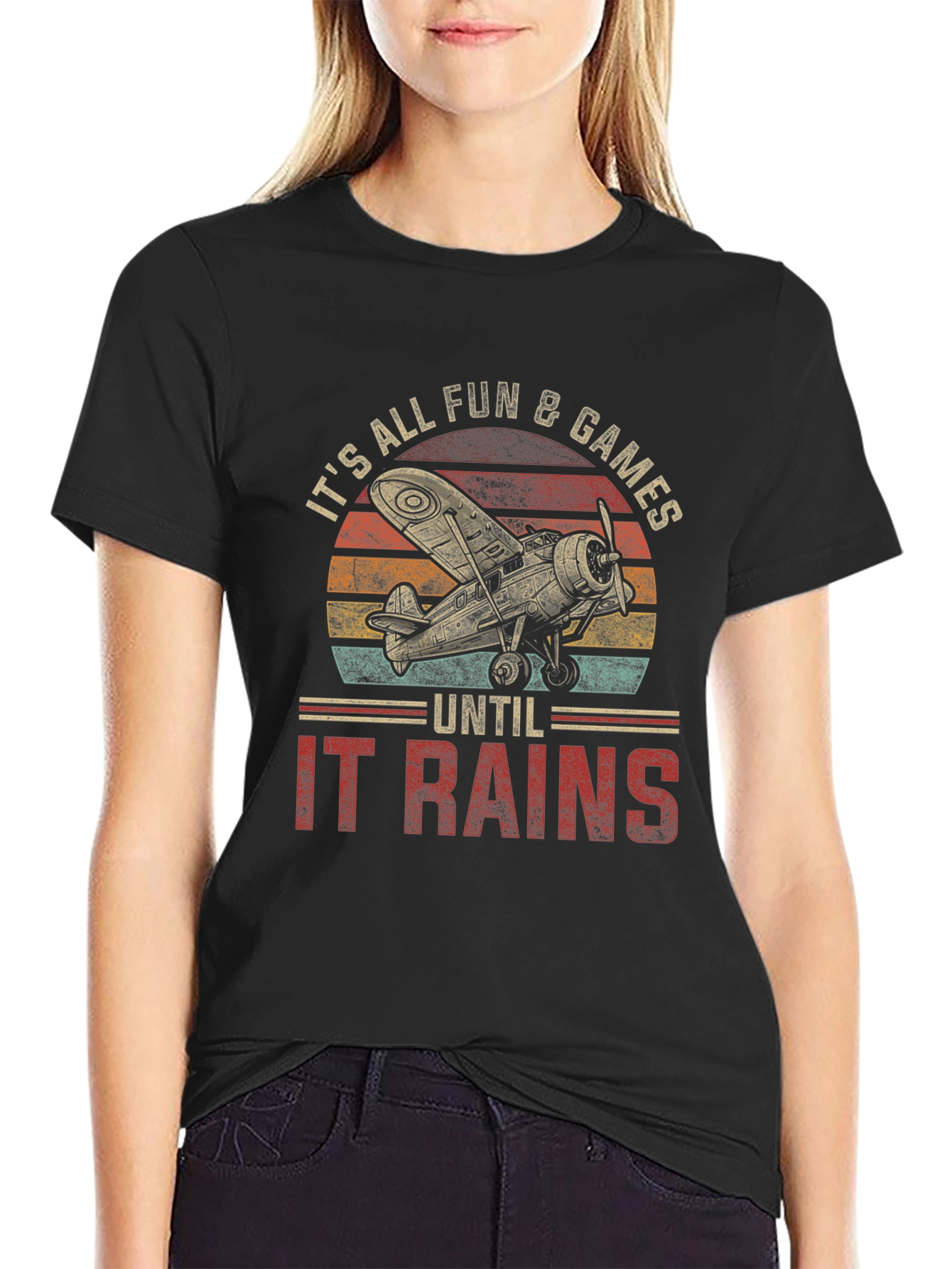 Vintage Airplane T-Shirt - Its All Fun & Games