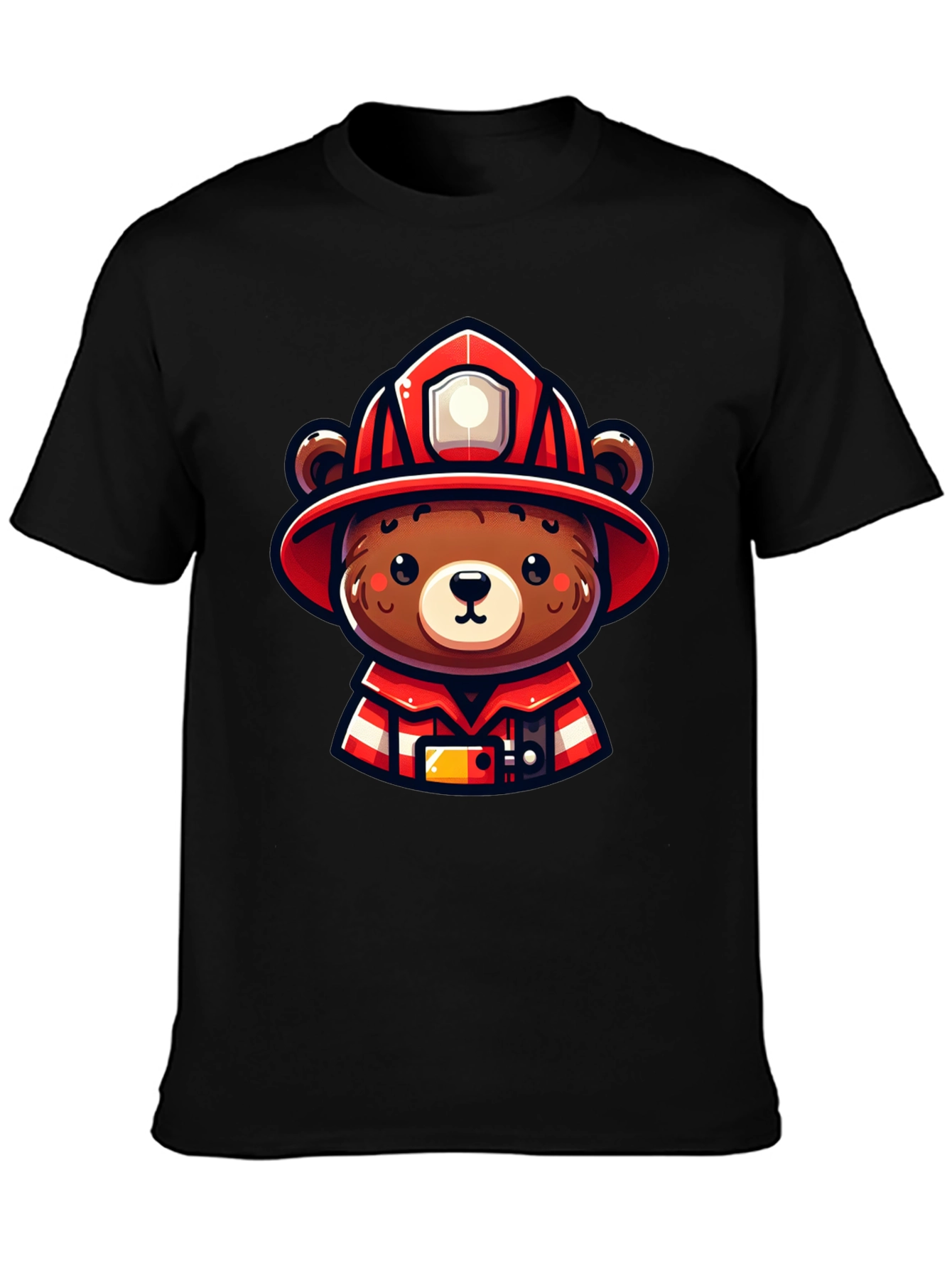Firefighter Bear Graphic Tee - Black Unisex T-Shirt