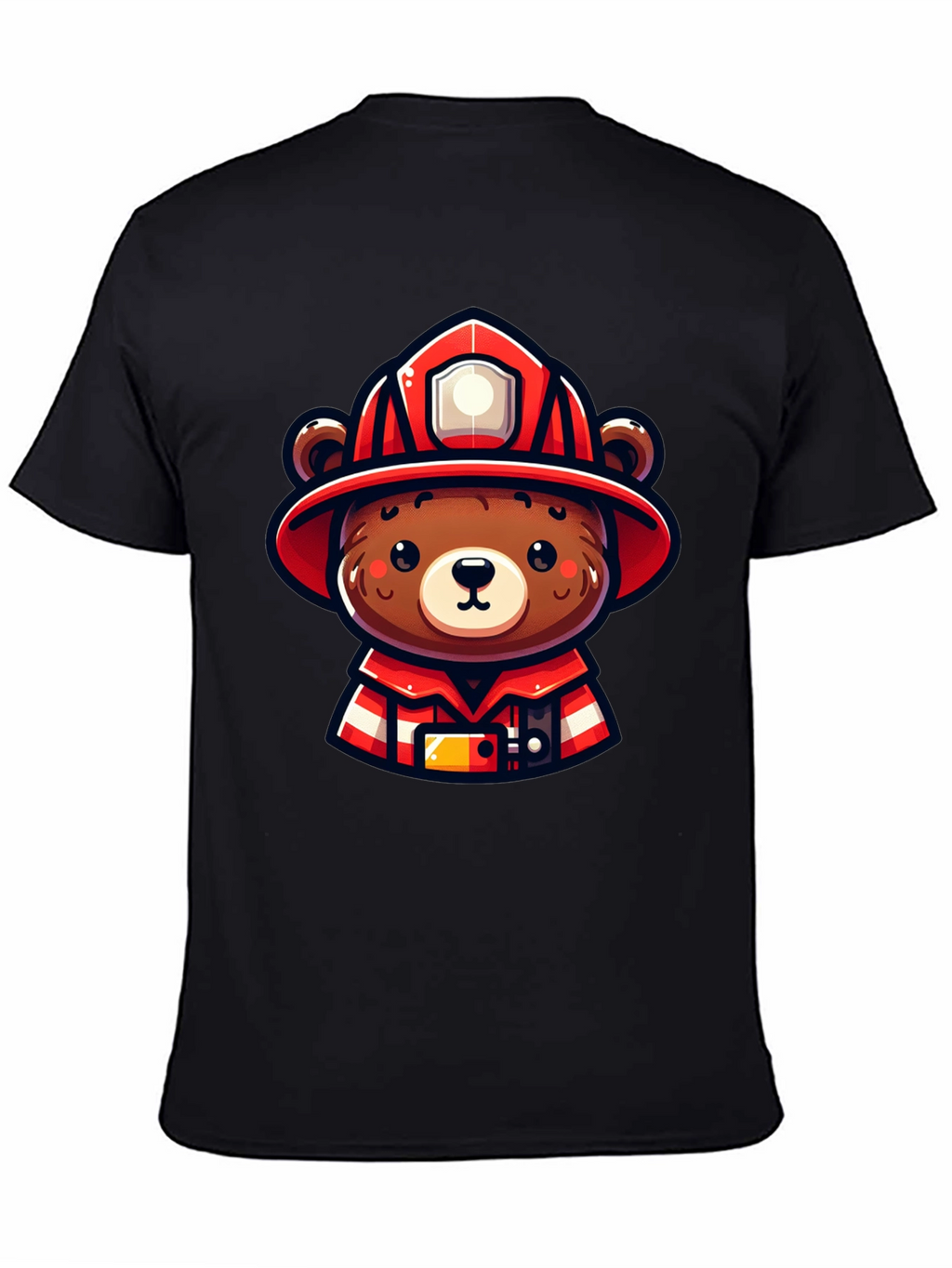 Firefighter Bear Graphic Tee - Black Unisex T-Shirt