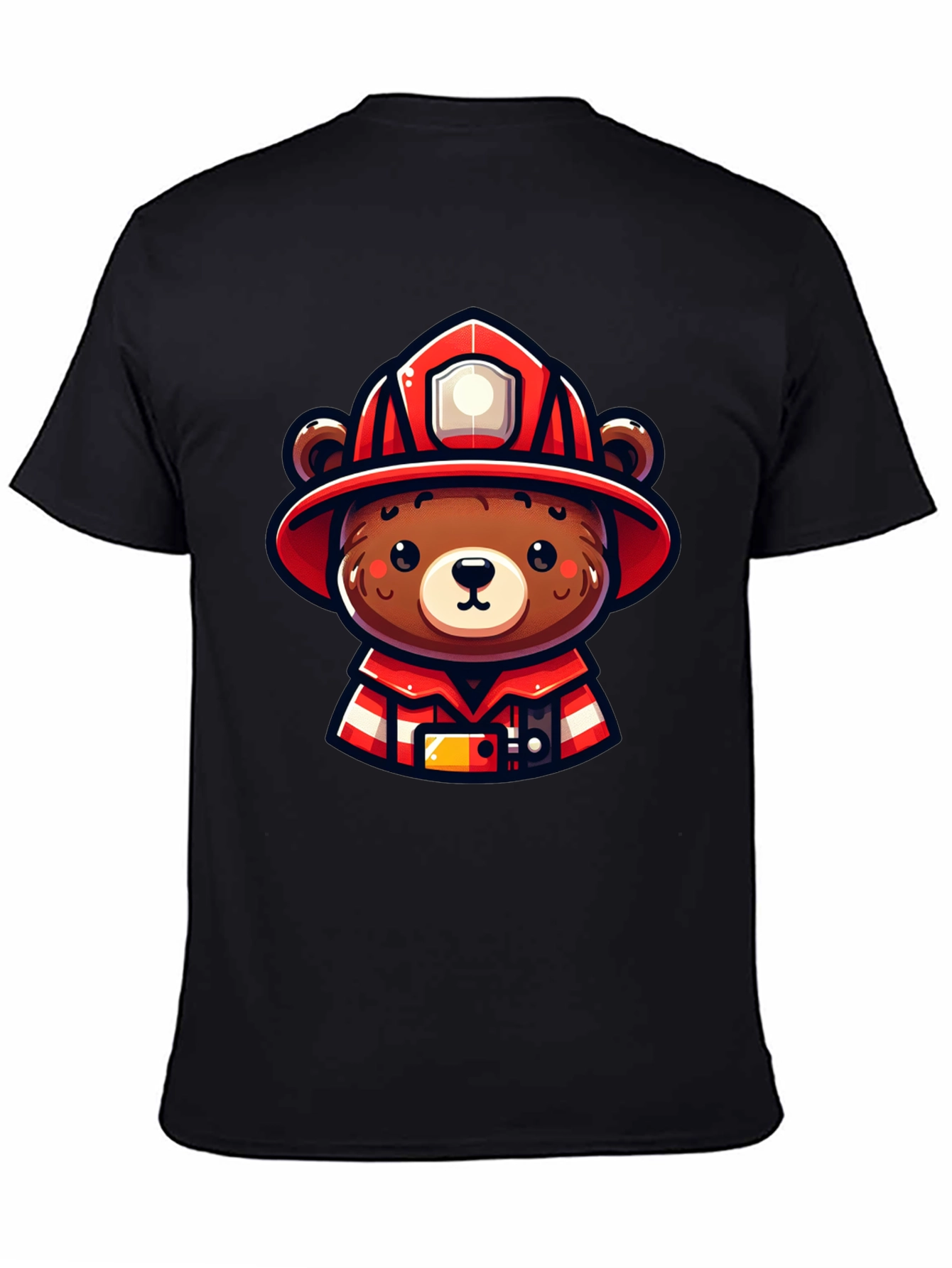 Firefighter Bear Graphic Tee - Black Unisex T-Shirt