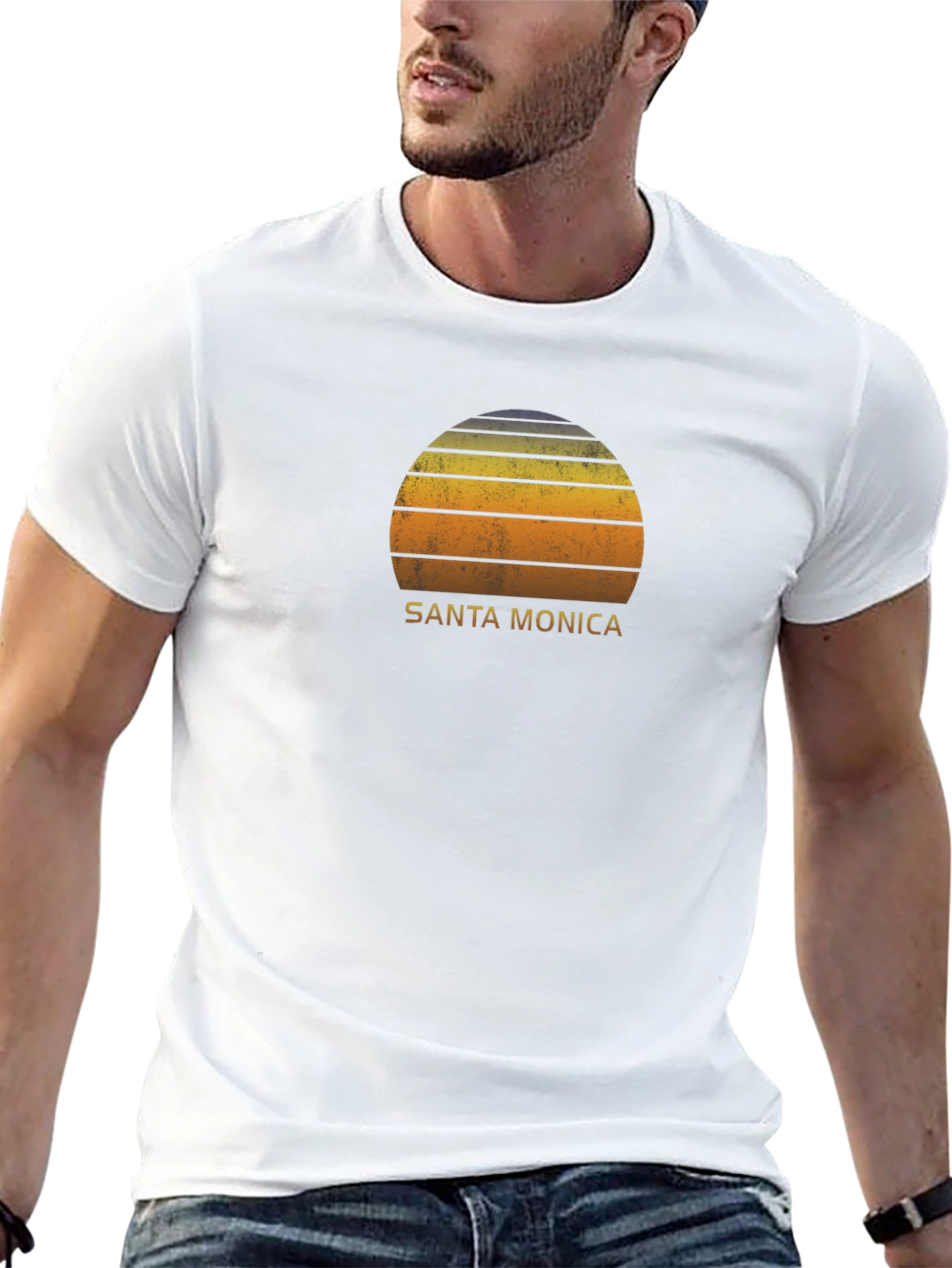 Santa Monica Retro Sunset Graphic T-Shirt