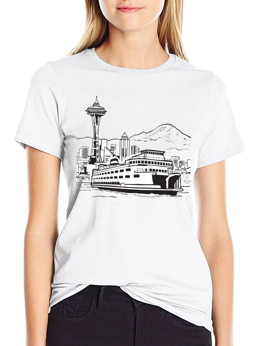 Seattle Skyline Black T-Shirt