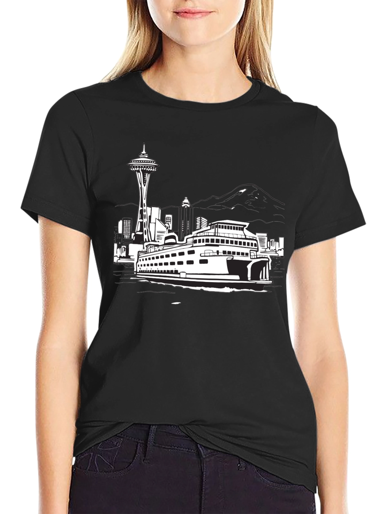 Seattle Skyline Black T-Shirt