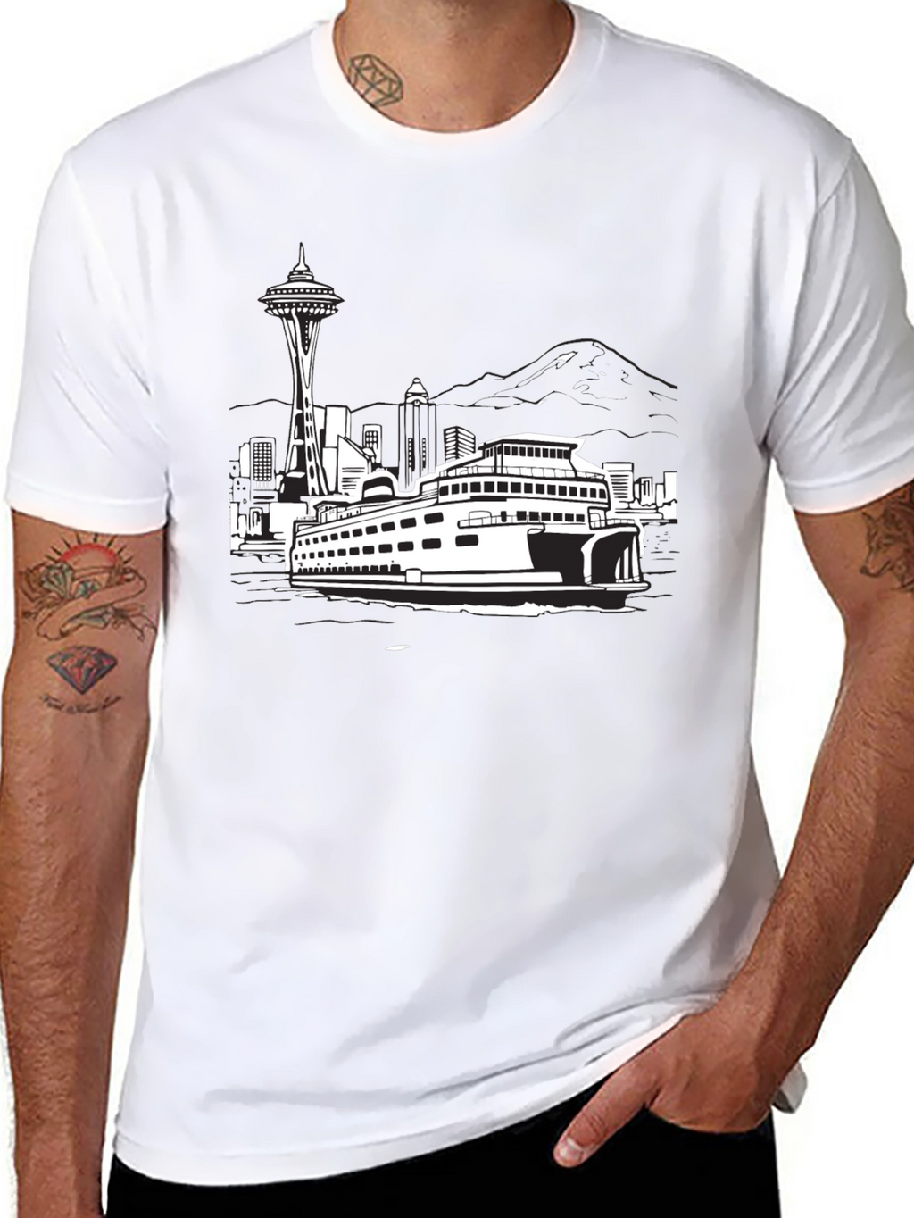 Seattle Skyline Black T-Shirt