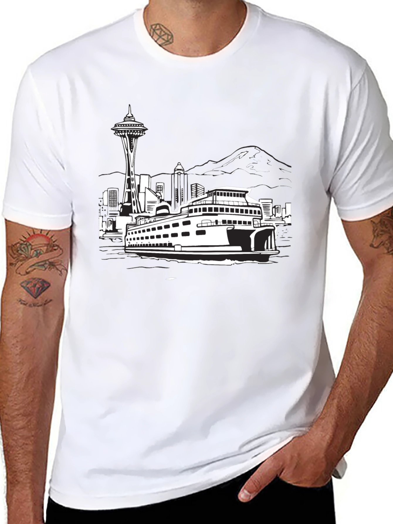 Seattle Skyline Black T-Shirt