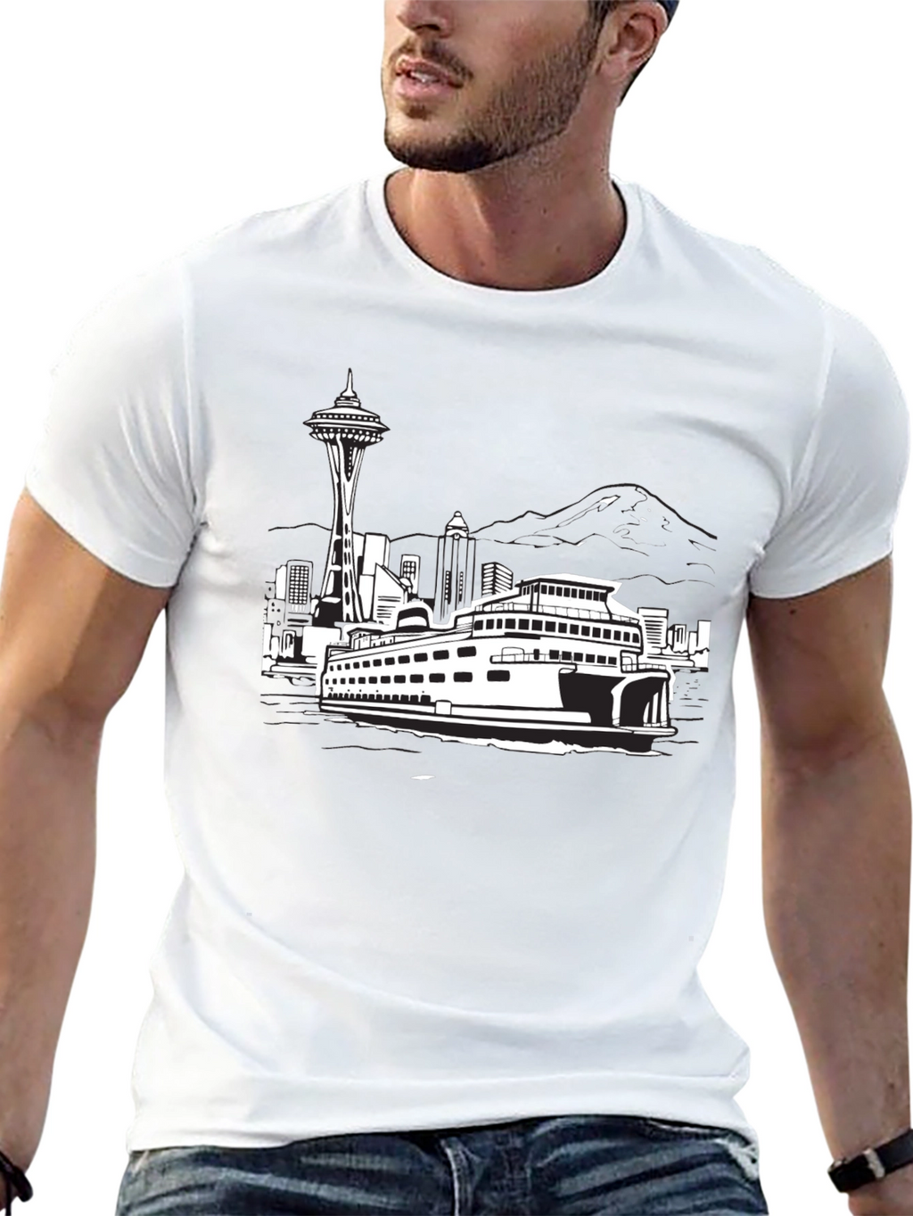 Seattle Skyline Black T-Shirt