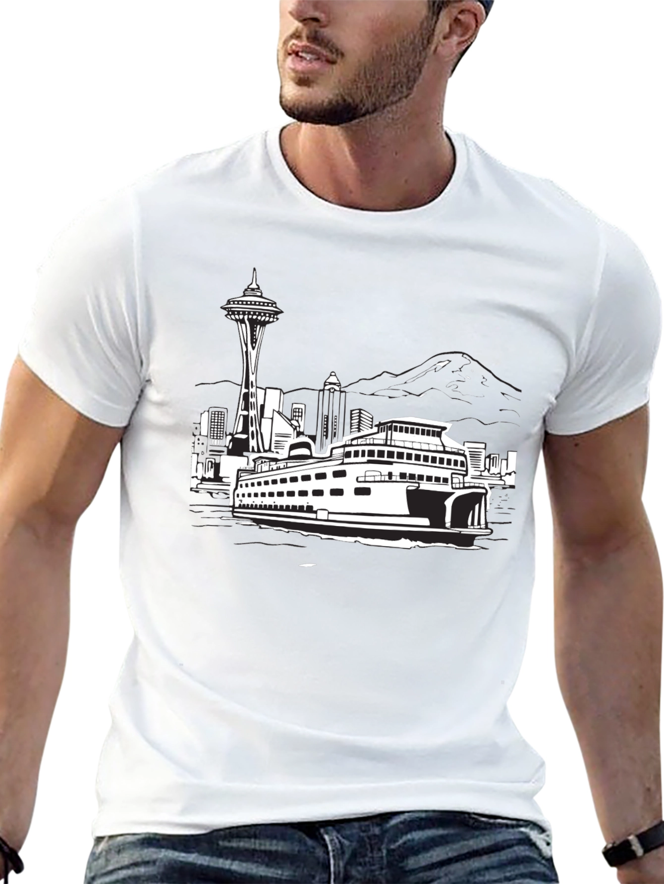 Seattle Skyline Black T-Shirt