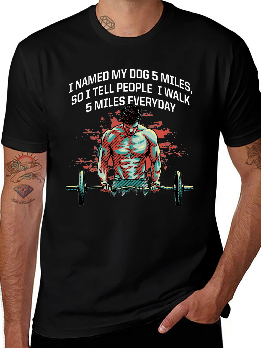 Dog Miles T-Shirt: Gym Humor Tee