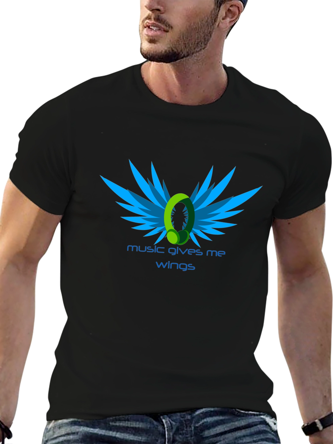 Music Gives Me Wings - Black Graphic Tee