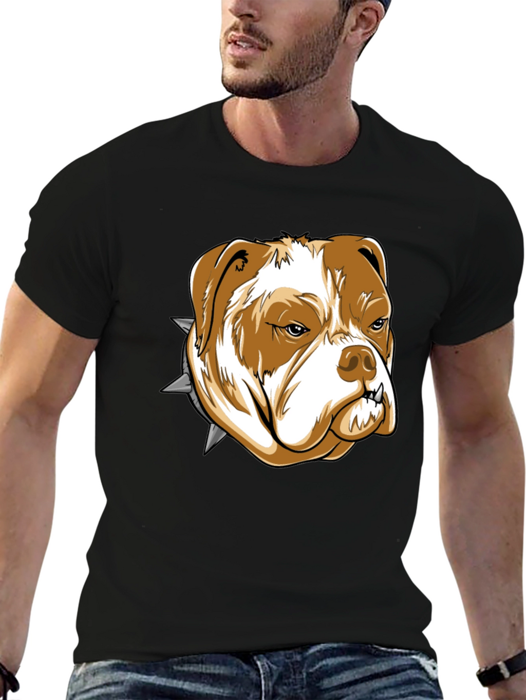 Bulldog Graphic Tee - Black Cotton T-Shirt