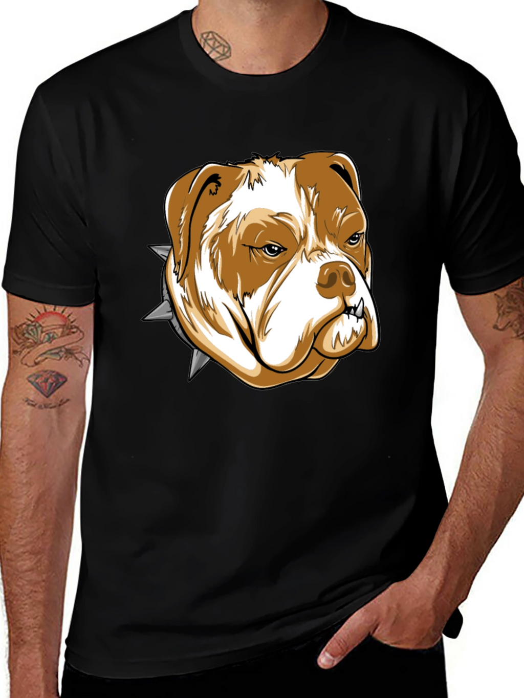 Bulldog Graphic Tee - Black Cotton T-Shirt