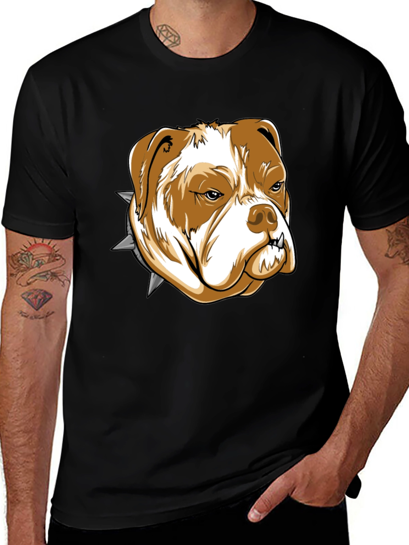 Bulldog Graphic Tee - Black Cotton T-Shirt