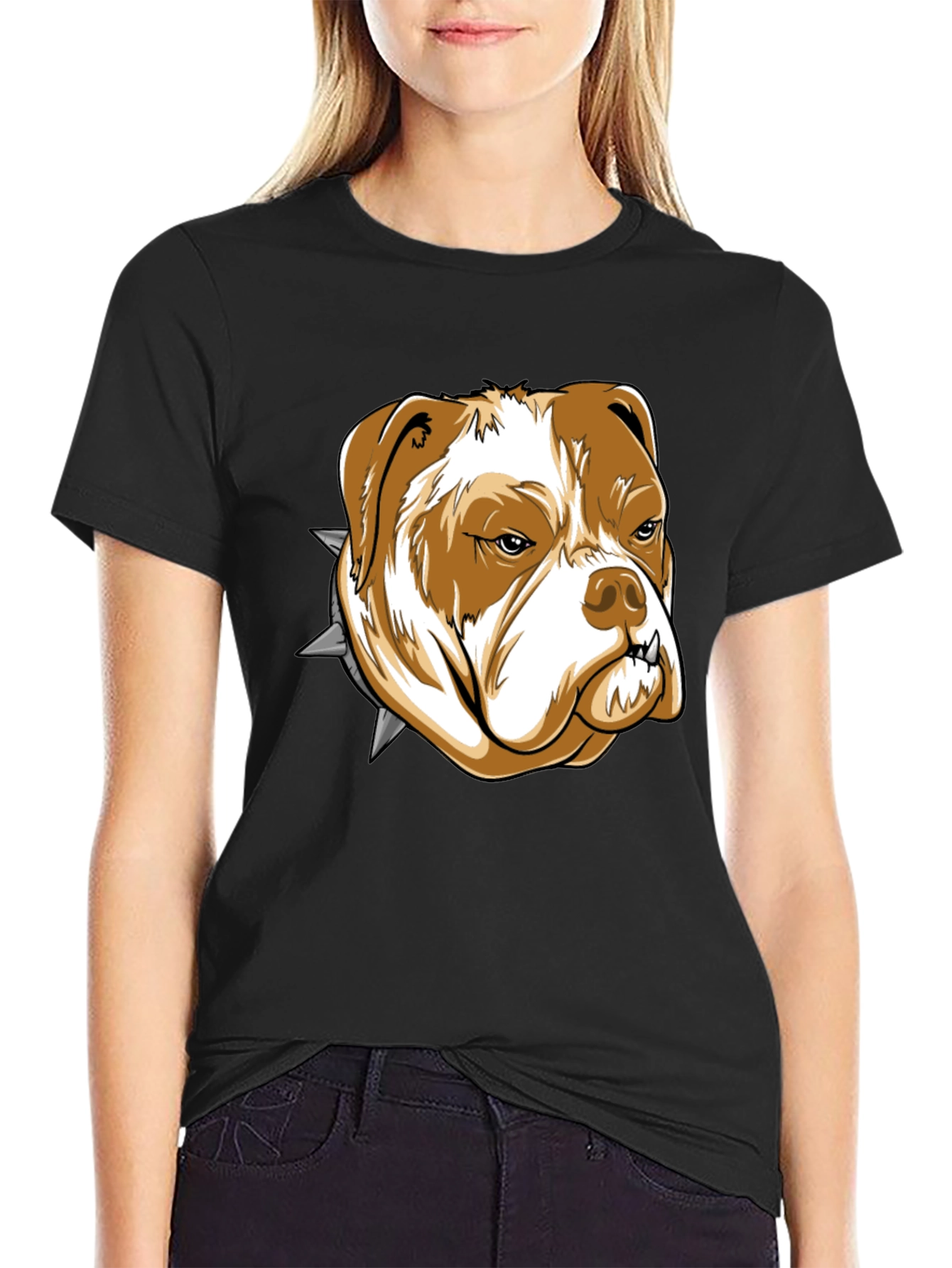Bulldog Graphic Tee - Black Cotton T-Shirt