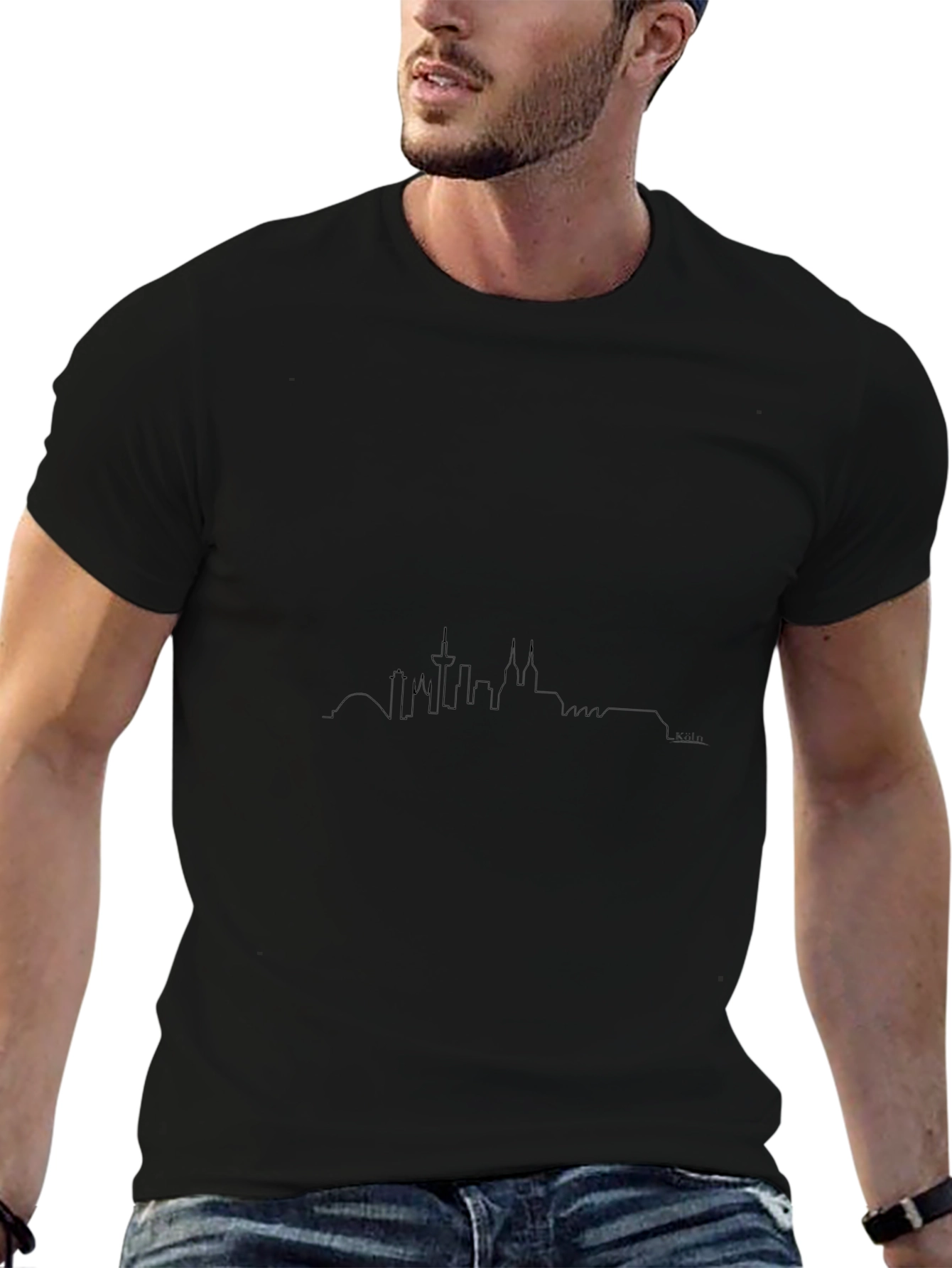 Cologne Skyline Mens Black T-Shirt - Cityscape Tee