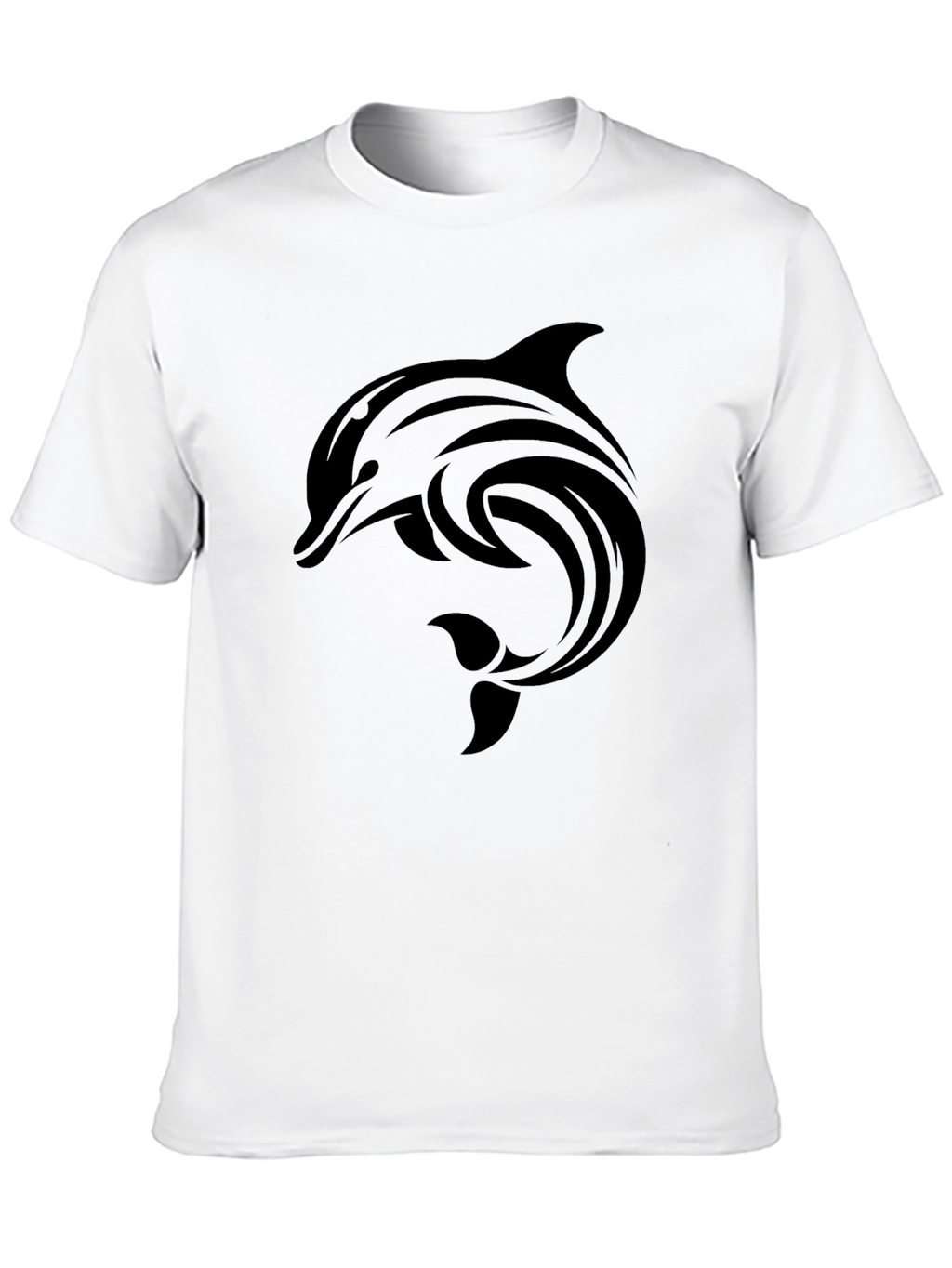 Black Dolphin Graphic Tee - Stylish Crew Neck